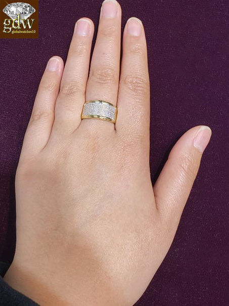 Mens REAL 10k Yellow Gold Wedding Engagement Ring Band Genuine Diamond 10 - Image 4
