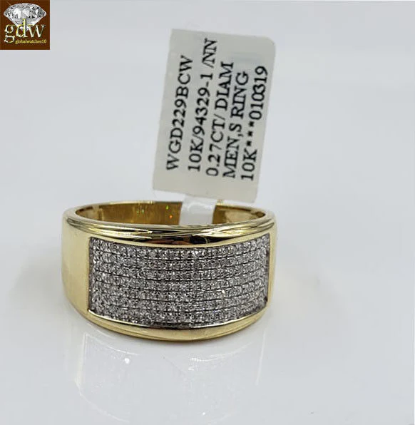 Mens REAL 10k Yellow Gold Wedding Engagement Ring Band Genuine Diamond 10 - Image 5