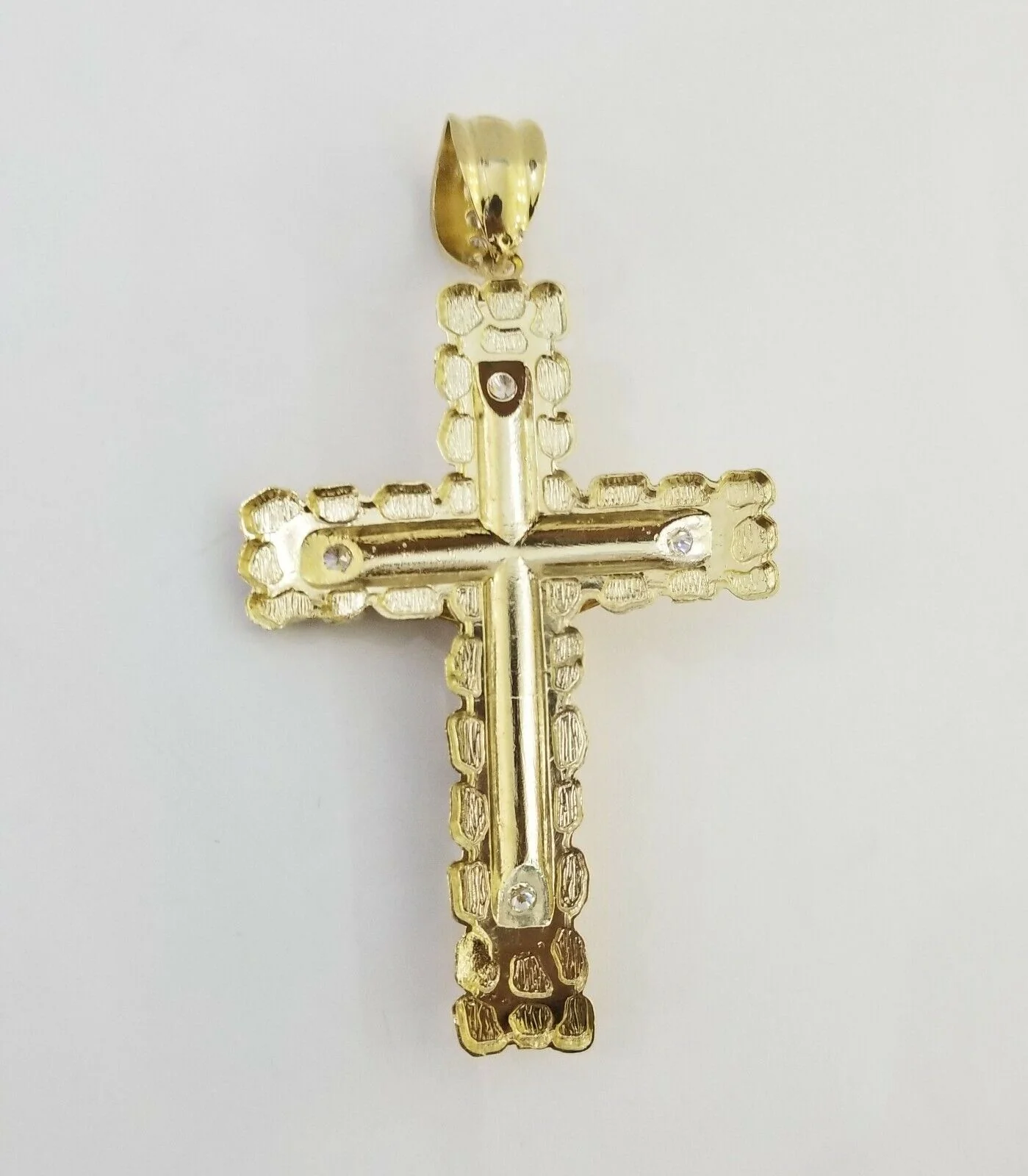 Mens Real10K Gold Nugget Cross Pendant Diamond Cut,10kt yellow Gold Charm - Image 6
