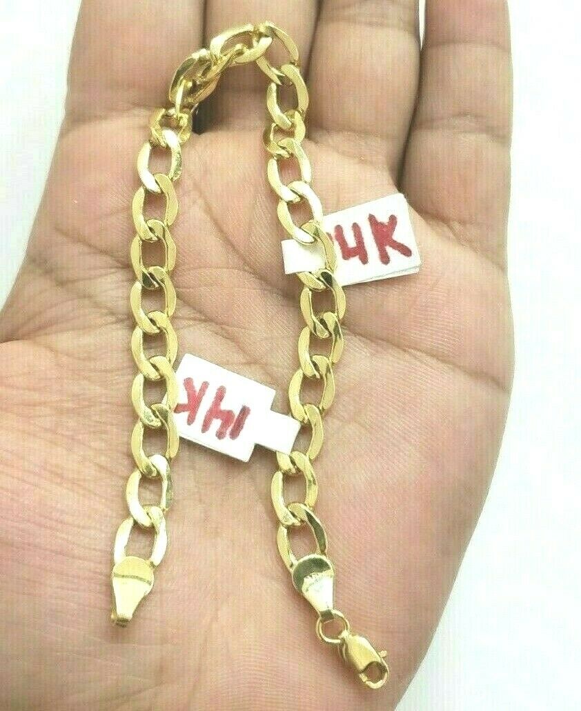Men's & Women's 14K Yellow Gold Cuban Link Bracelet 6 mm 8 Inches long Real Gold - Image 7