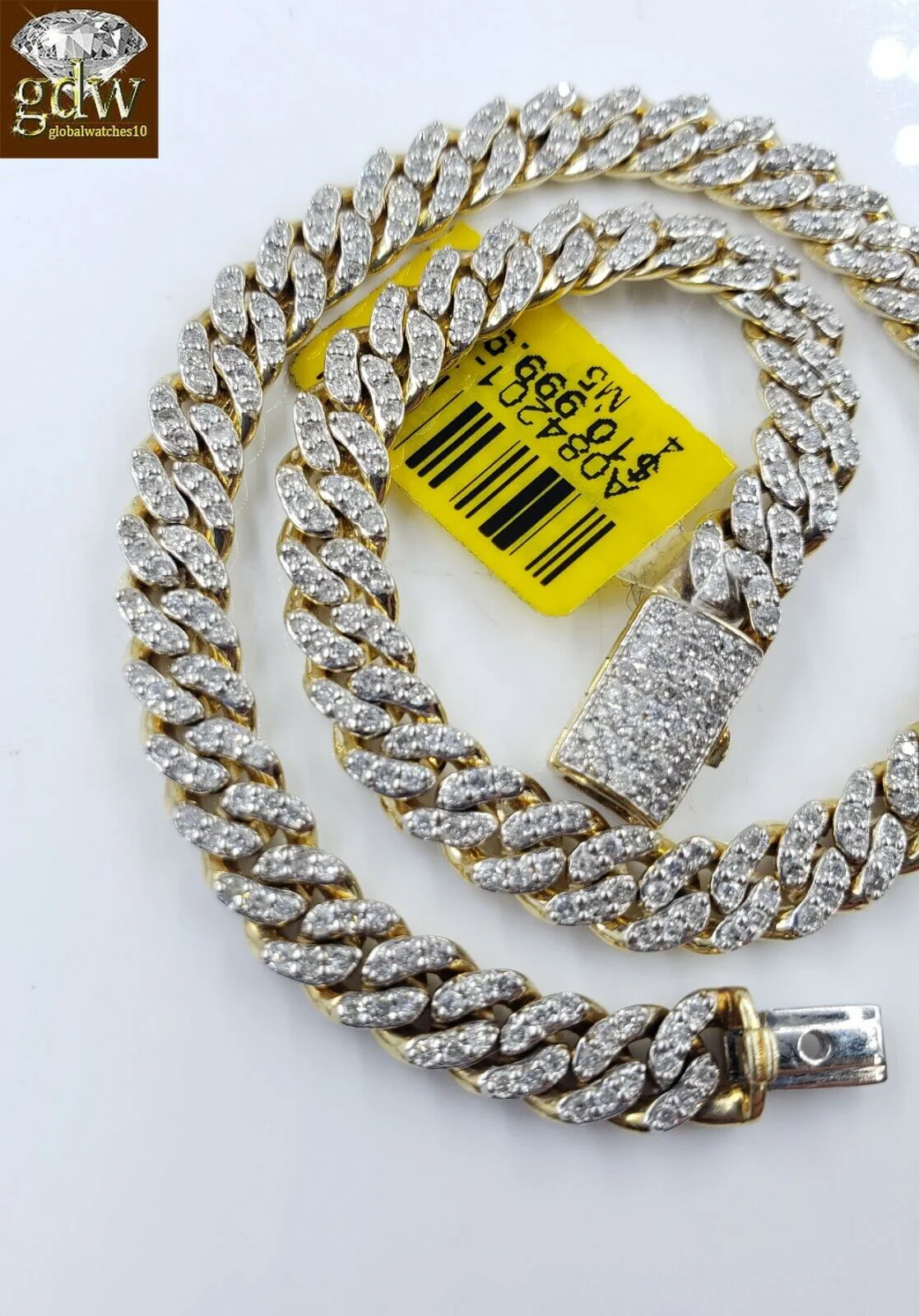 Miami Cuban Link Diamond 10k Bracelet Link Yellow Gold  Box Clasp seven .five " - Image 2