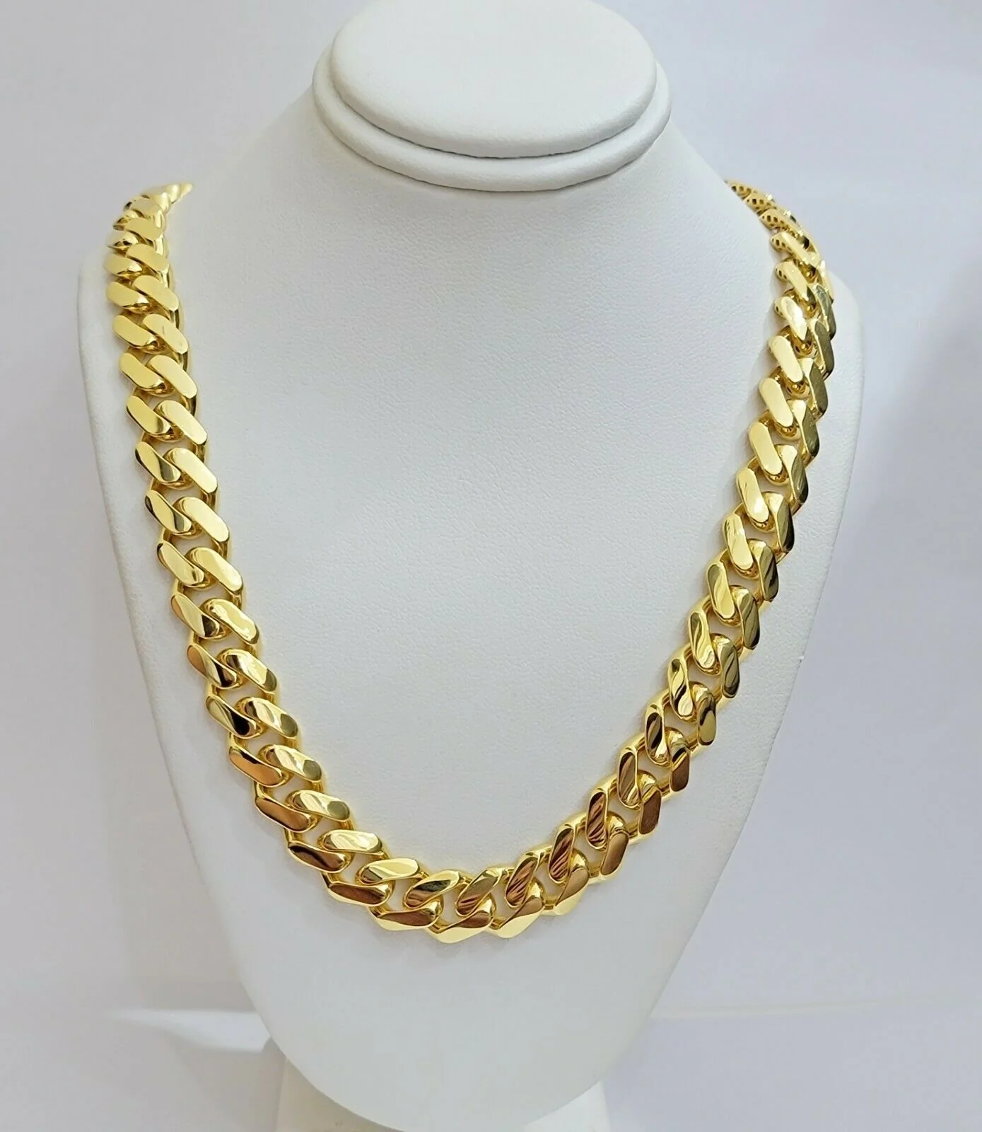 Miami Cuban Royal Link Chain Shiny Plain Necklace Monaco,  Real 10K Yellow Gold - Image 4