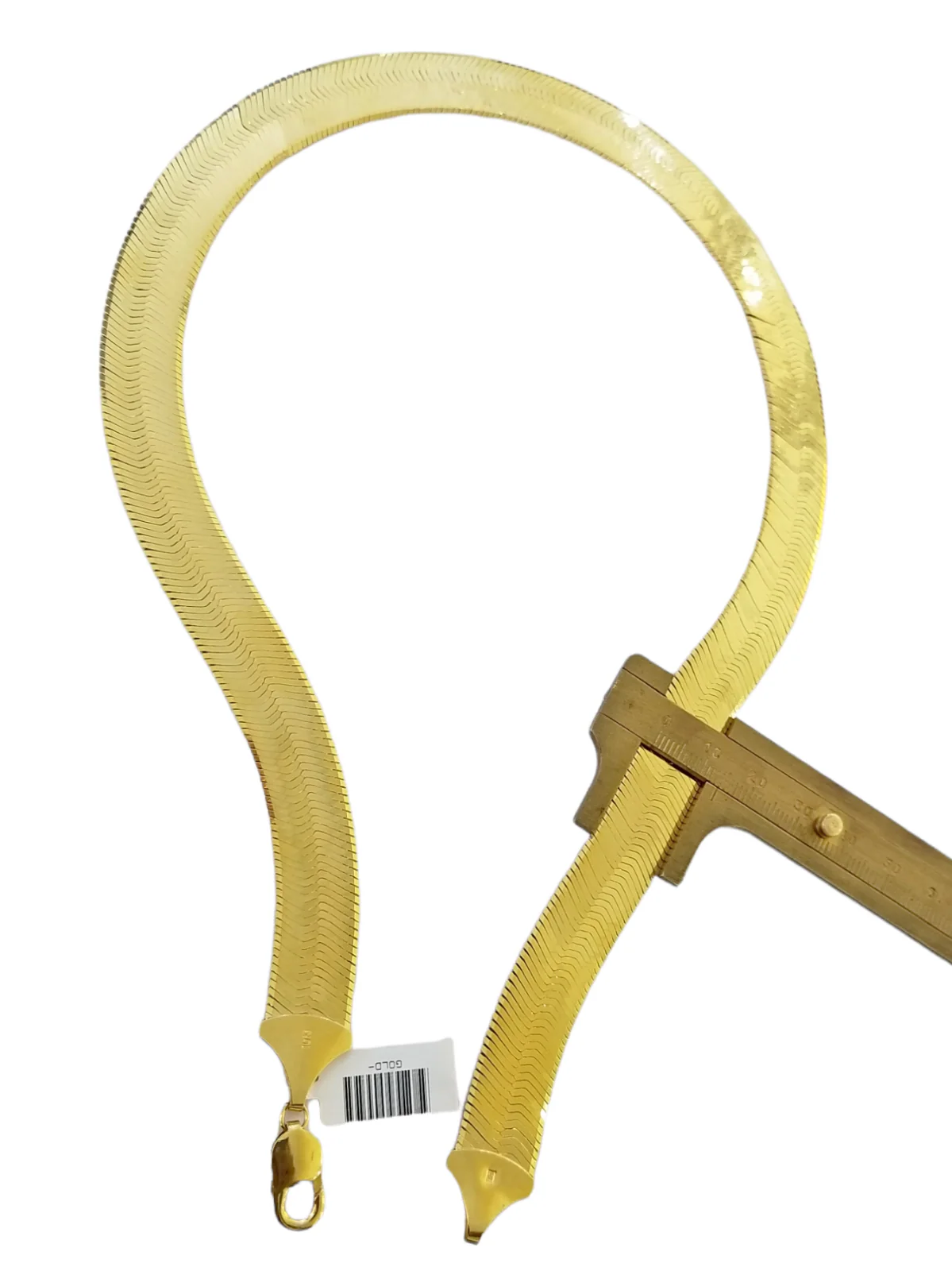 Real 10K 14mm Yellow Gold Herring Bone Chain Necklace 24" Inch Lobster lock - Image 3
