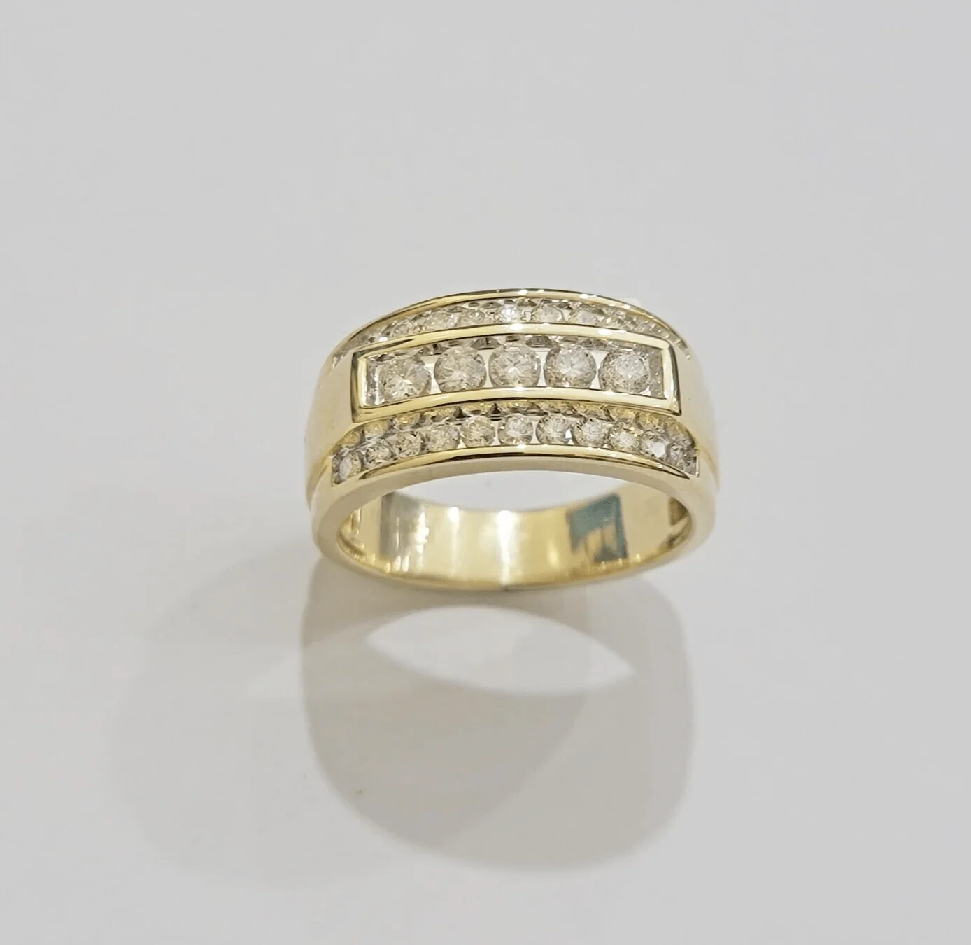 Real 10k 1CT Diamond Ring Men Band Natural Diamonds and Genuine 10kt Yellow Gold