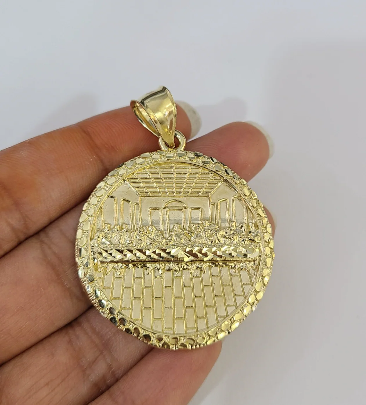 Real 10k Last Supper Charm Pendant Men Women 10kt Yellow Gold - Image 2
