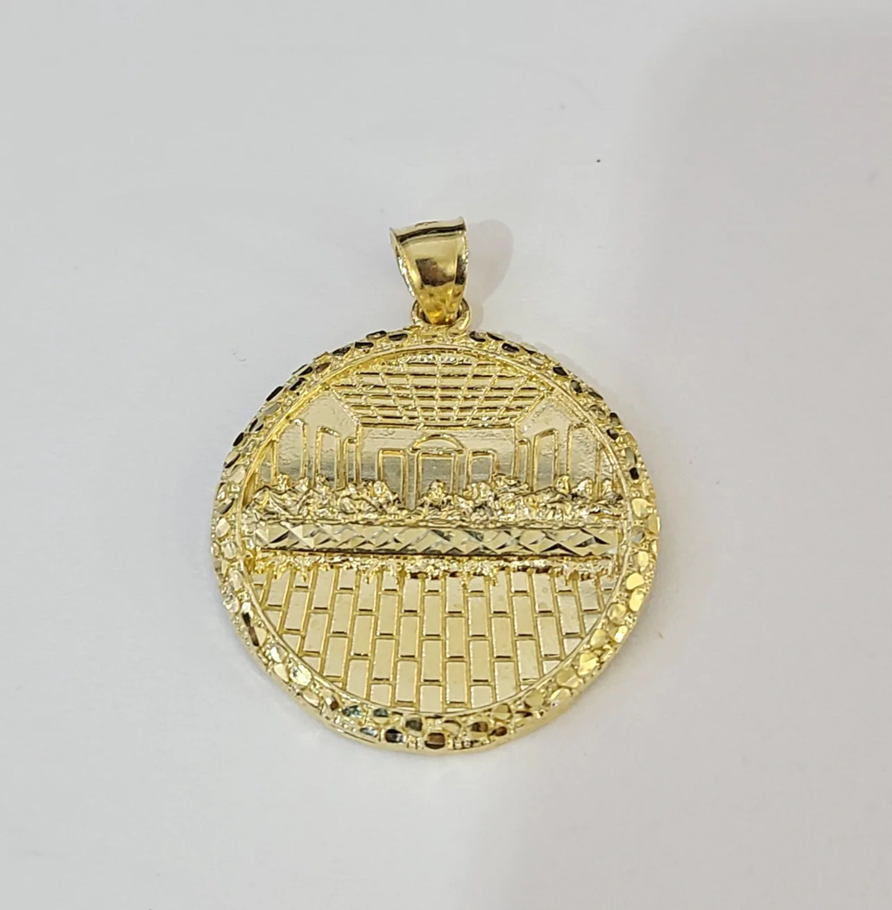 Real 10k  Last Supper  Charm Pendant Men Women 10kt Yellow Gold - Image 3