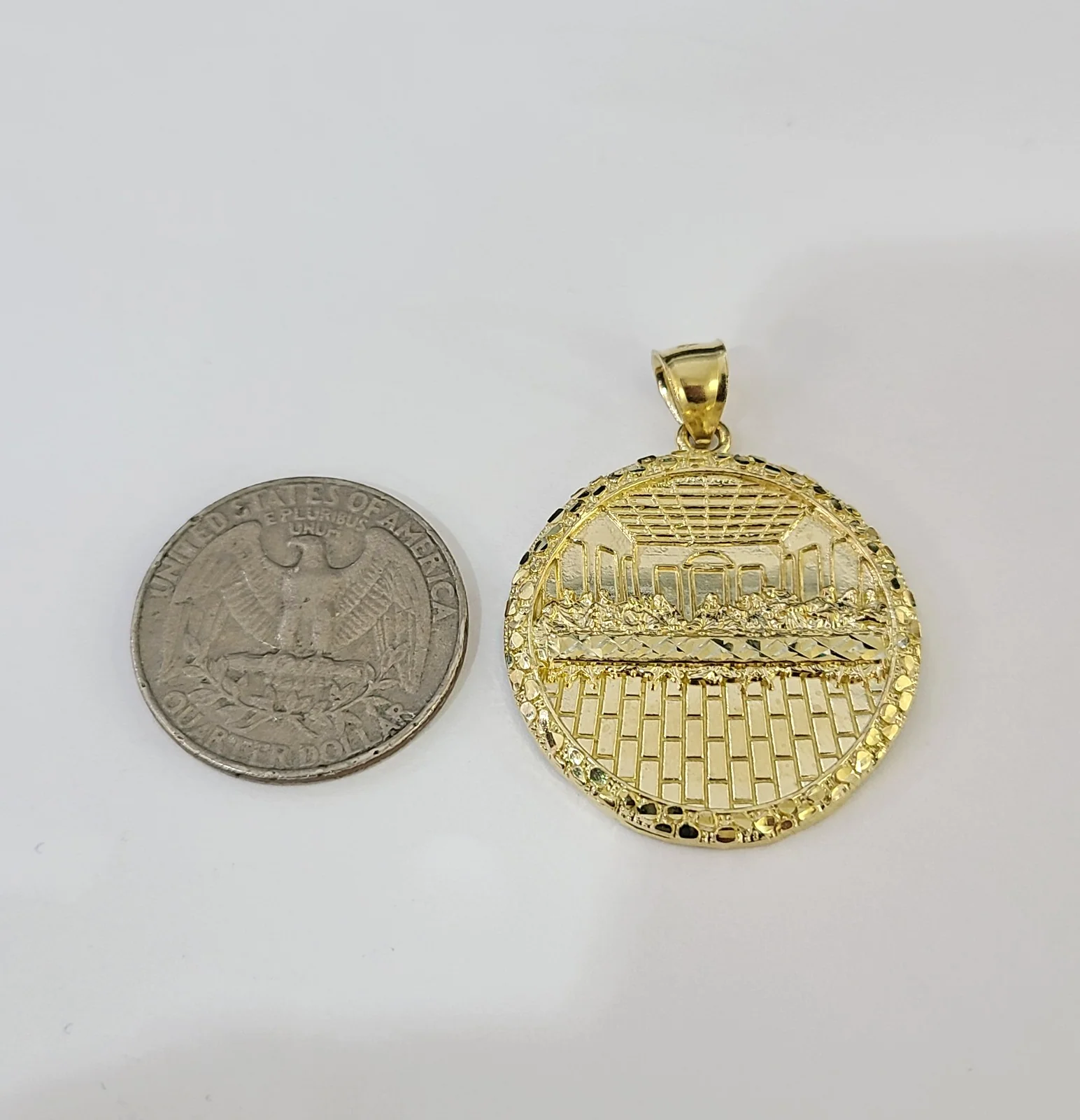 Real 10k  Last Supper  Charm Pendant Men Women 10kt Yellow Gold - Image 4