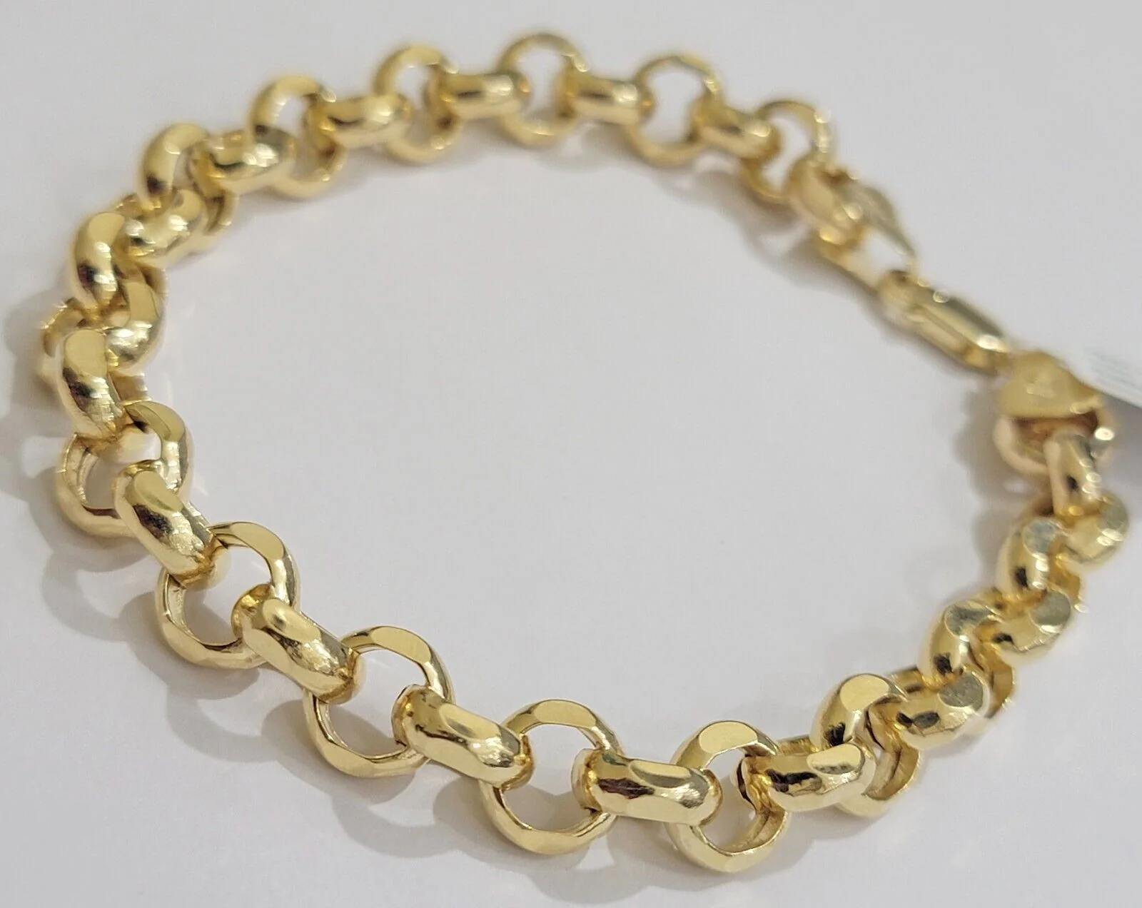 Real 10k Bracelet Rolo 8mm Circle Link 8" Inch Long Men &  Women 10K Yellow Gold - Image 4