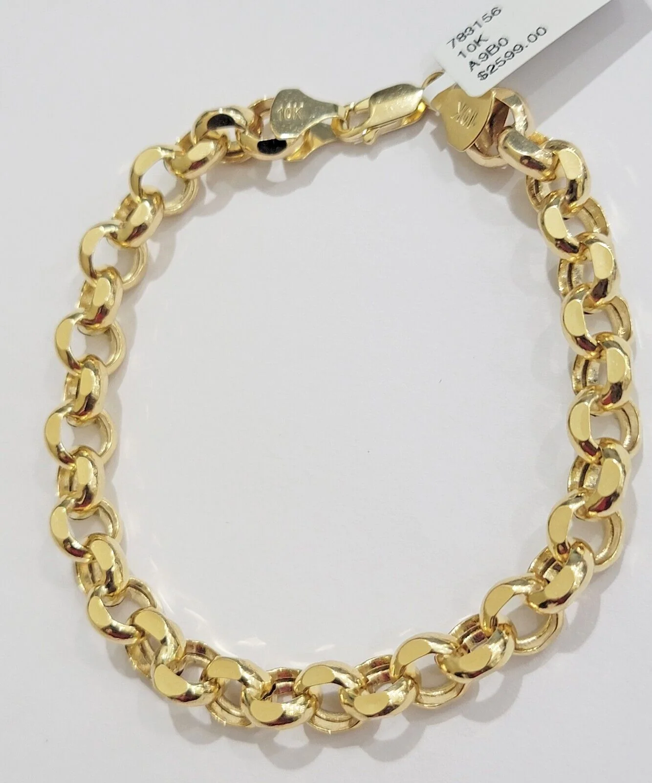Real 10k Bracelet Rolo 8mm Circle Link 8" Inch Long Men &  Women 10K Yellow Gold - Image 7