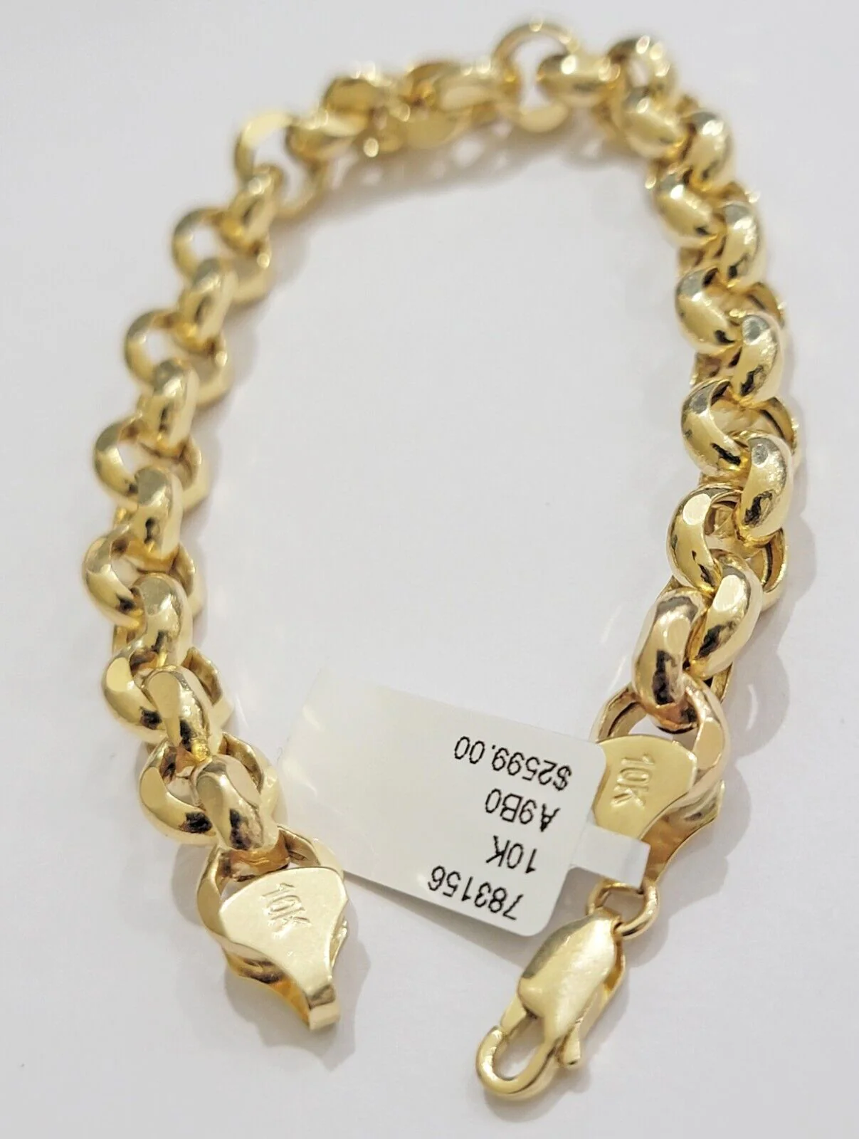 Real 10k Bracelet Rolo 8mm Circle Link 9" Inch Long Men &  Women 10K Yellow Gold - Image 6