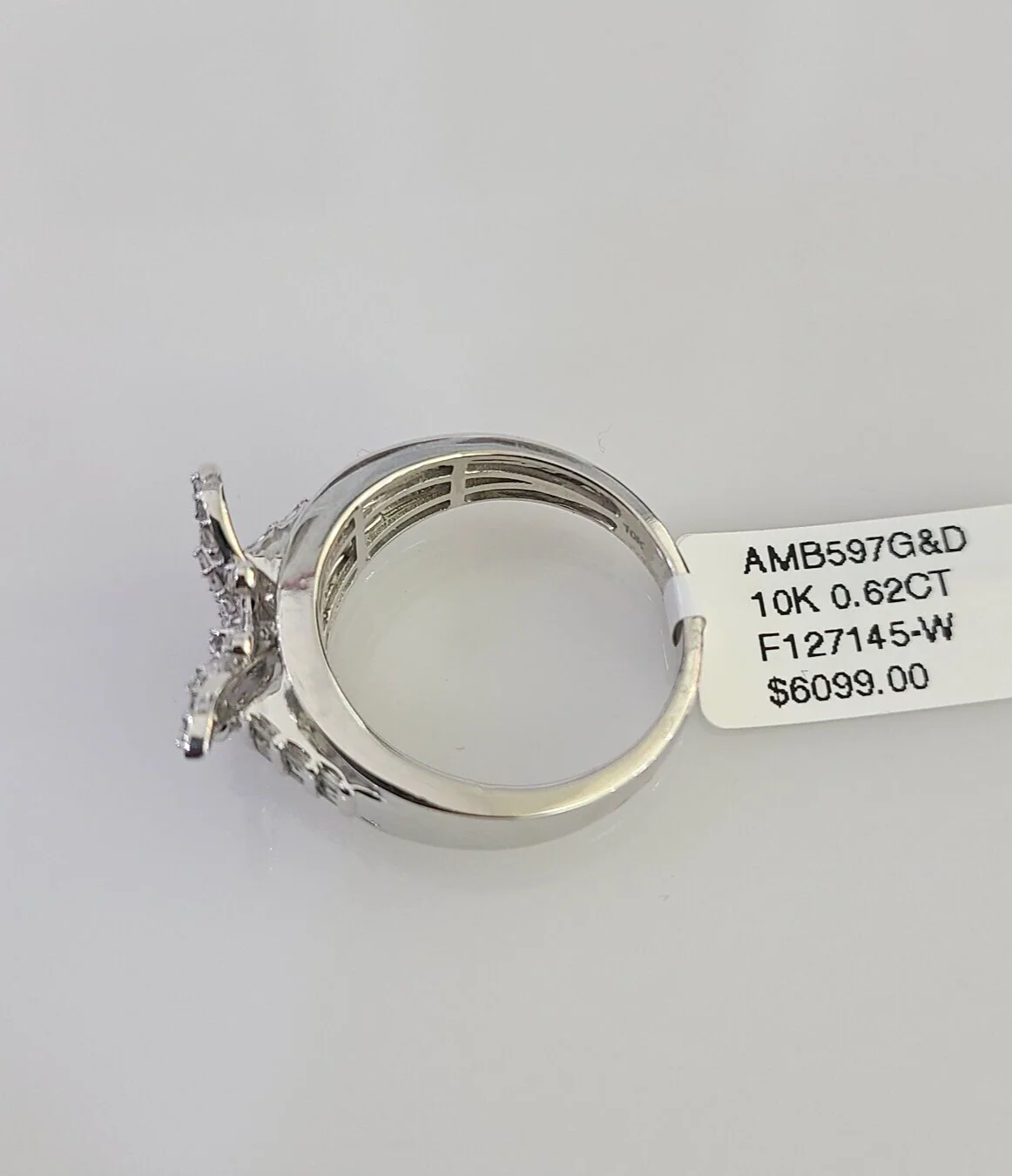Real 10k Butterfly Diamond Ladies Ring Women Casual 10Kt White Gold All Sizes - Image 5