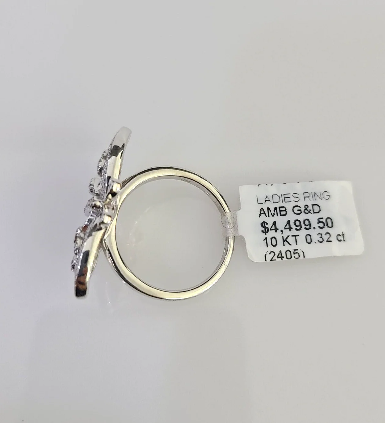 Real 10k Butterfly Diamond Ladies Ring Women Casual 10Kt White Gold All Sizes - Image 5