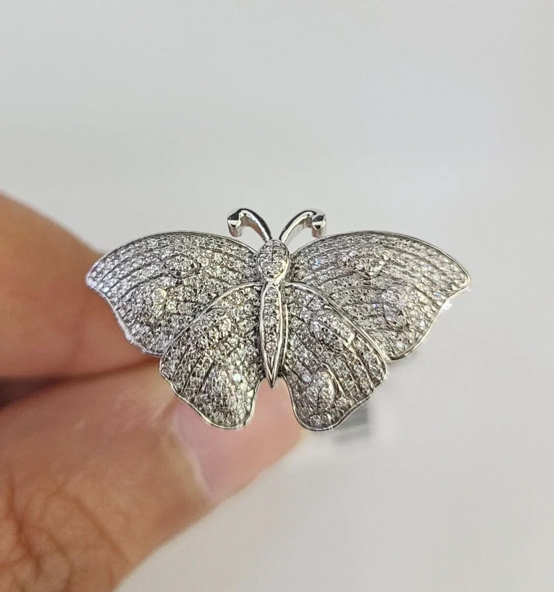 Real 10k Butterfly Diamond Ladies Ring Women Casual 10Kt White Gold All Sizes - Image 7