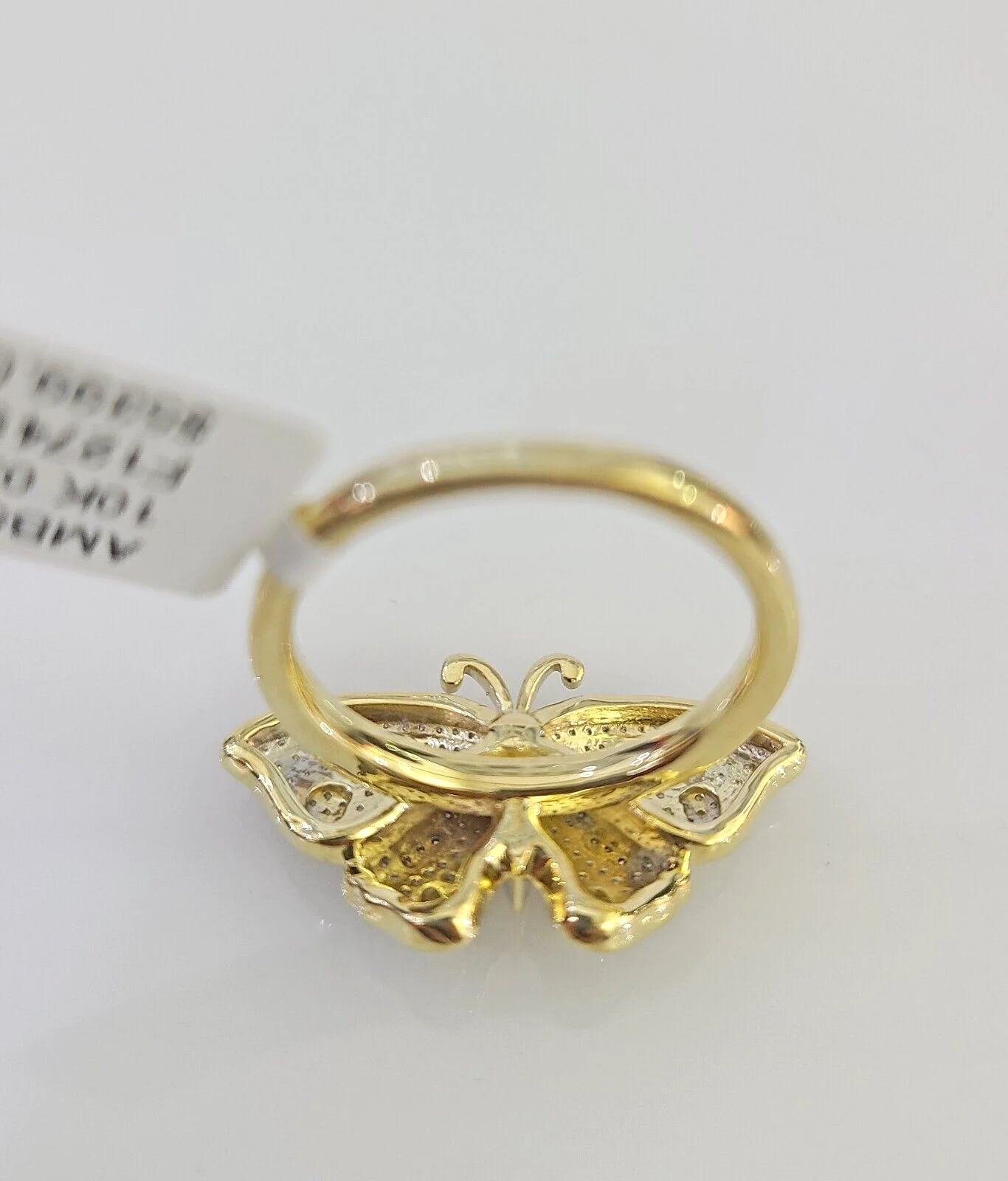 Real 10k Butterfly Diamond Ladies Ring Women Casual 10Kt Yellow Gold All Sizes - Image 3