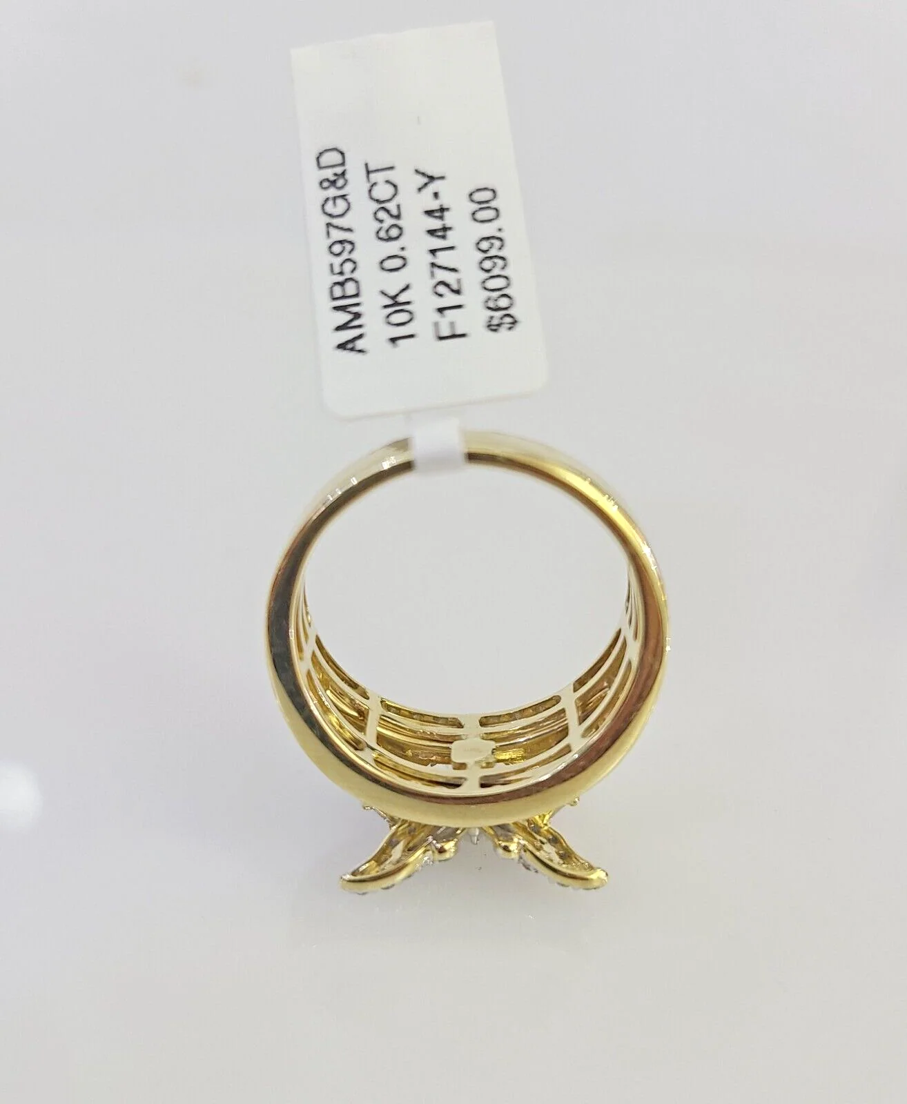 Real 10k Butterfly Diamond Ladies Ring Women Casual 10Kt Yellow Gold All Sizes - Image 3