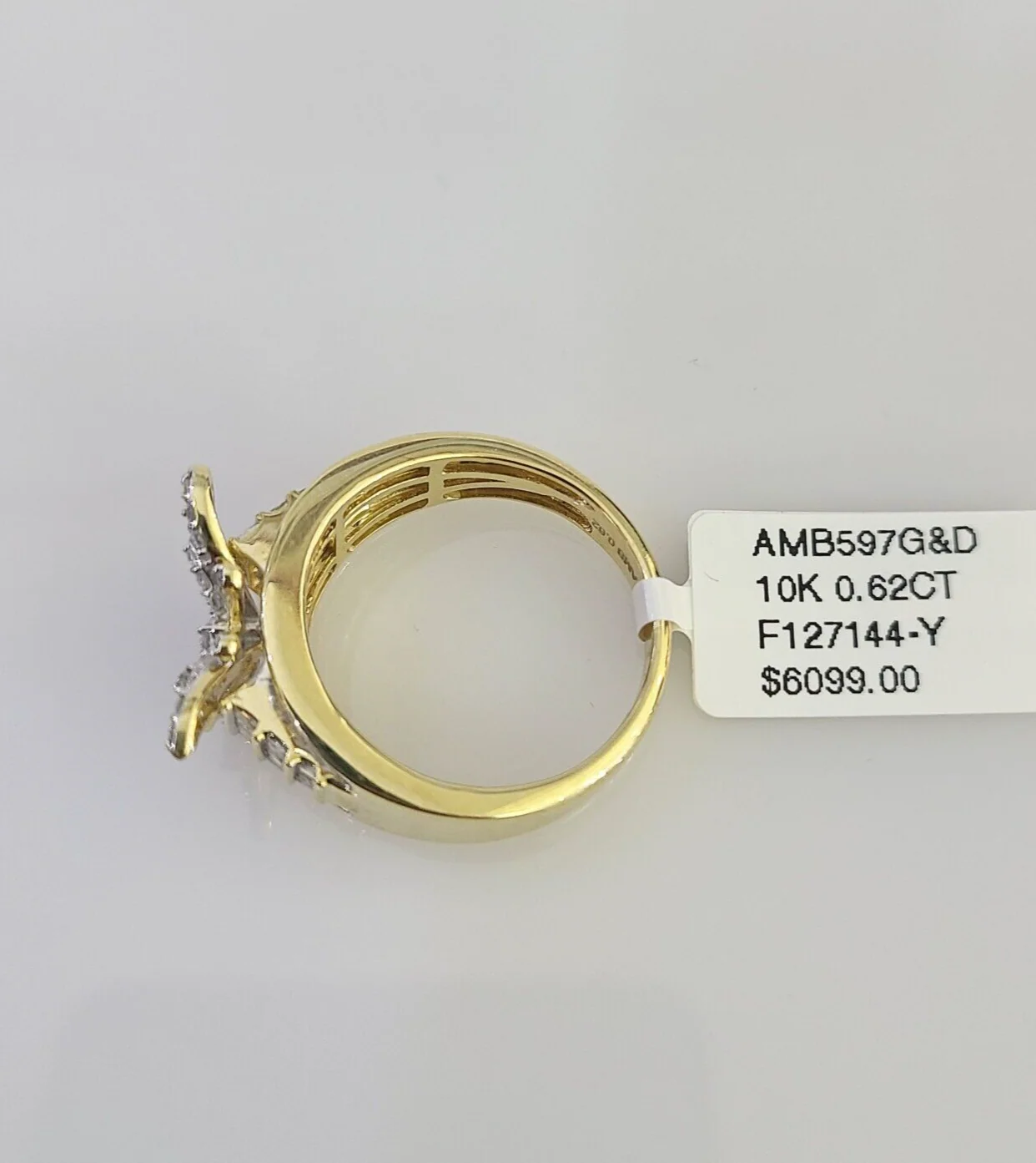 Real 10k Butterfly Diamond Ladies Ring Women Casual 10Kt Yellow Gold All Sizes - Image 5