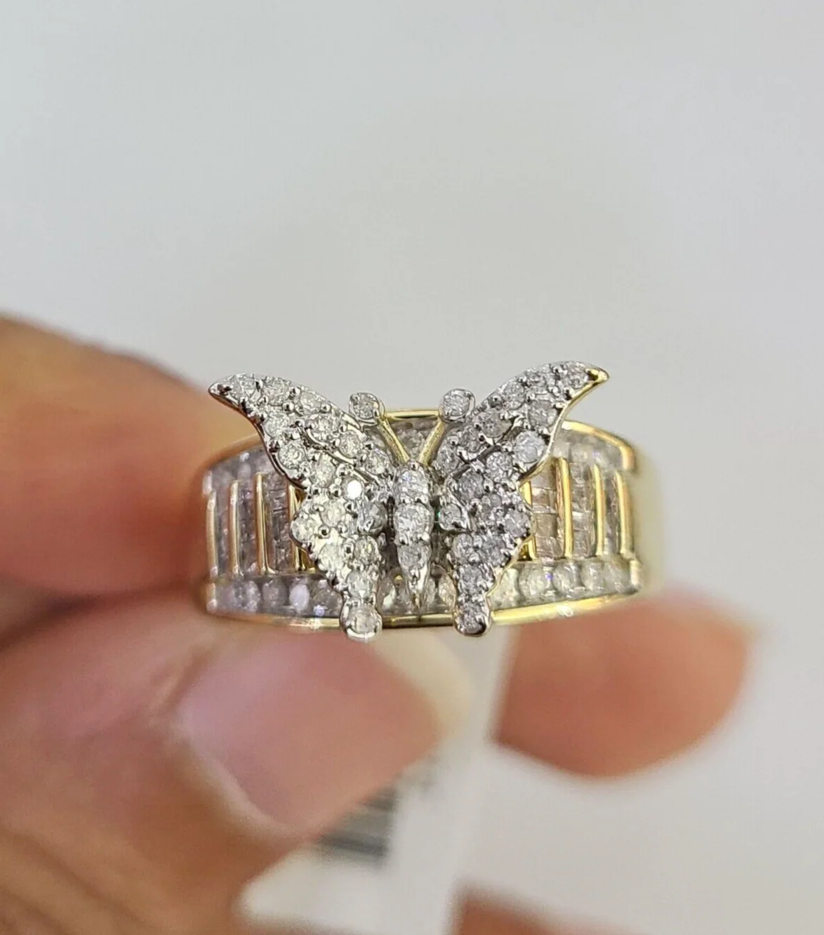 Real 10k Butterfly Diamond Ladies Ring Women Casual 10Kt Yellow Gold All Sizes - Image 6