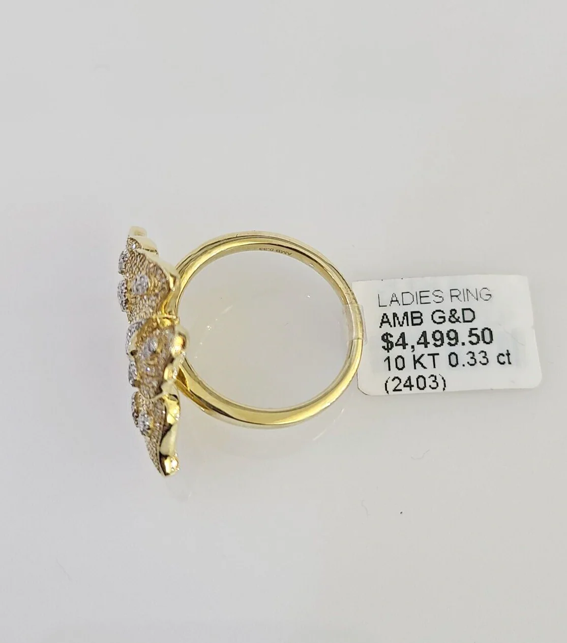 Real 10k Butterfly Diamond Ladies Ring Women Casual 10Kt Yellow Gold All Sizes - Image 4