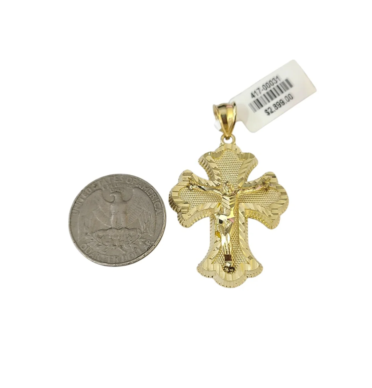 Real 10k Charm Pendant Christ Cross Crucifix Yellow Gold 10KT - Image 2