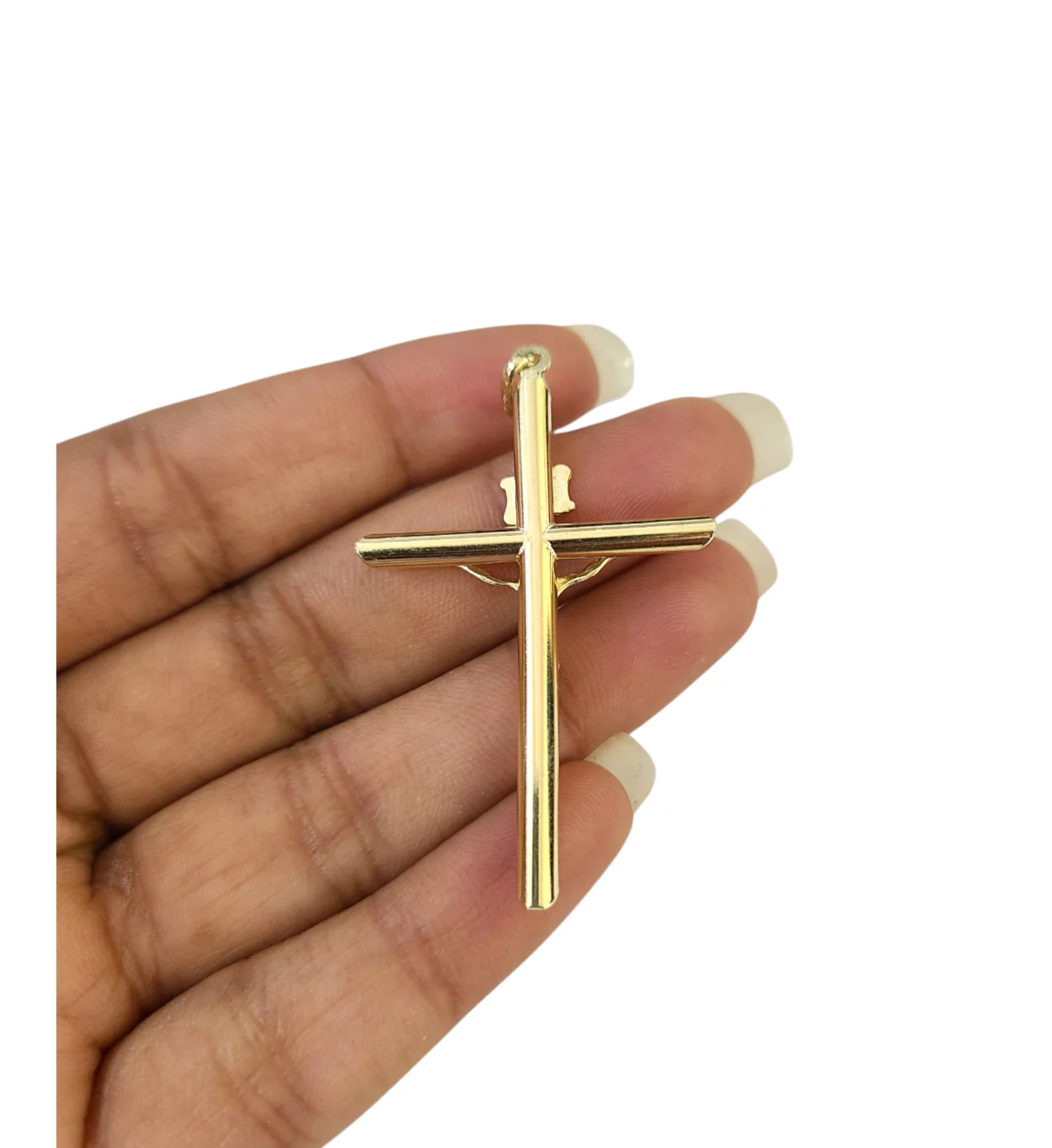 Real 10k Charm Pendant Christ Cross INRI Yellow Gold 10KT 2 inches - Image 4