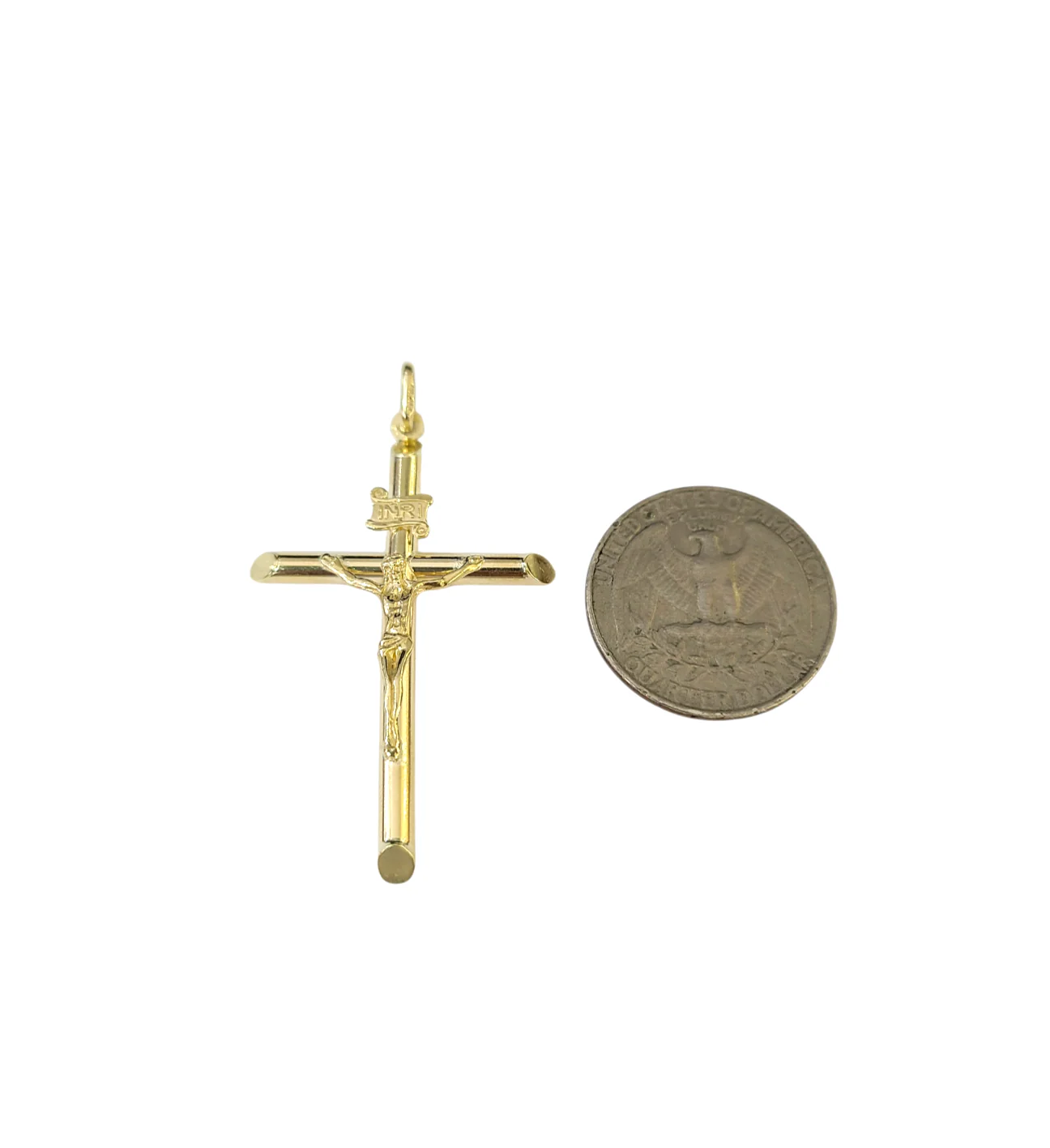 Real 10k Charm Pendant Christ Cross INRI Yellow Gold 10KT 2 inches - Image 5