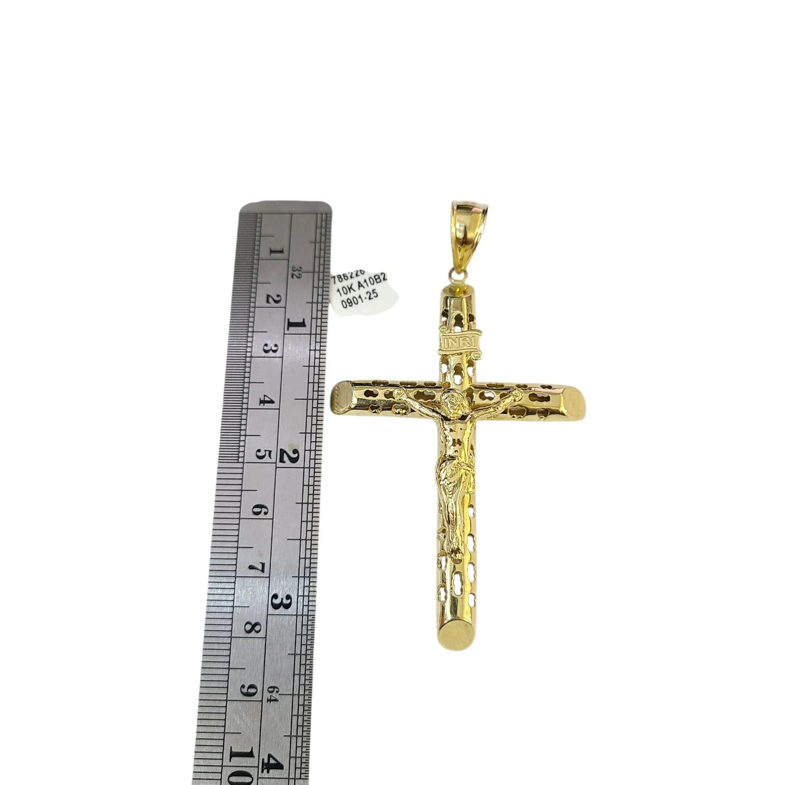 Real 10k Charm Pendant Christ Cross INRI Yellow Gold 10KT - Image 3