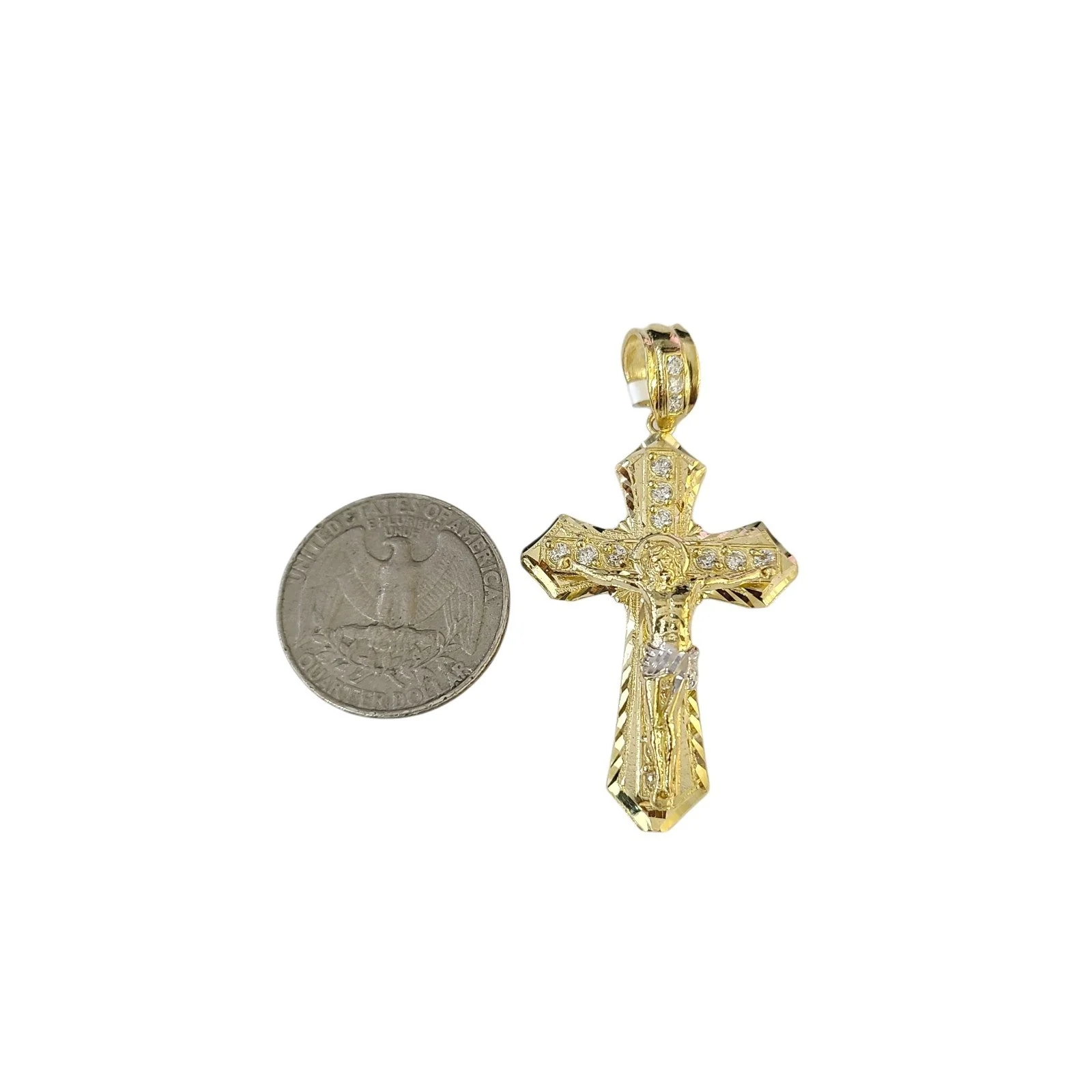 Real 10k Charm Pendant Christ Cross Yellow Gold 10KT - Image 2