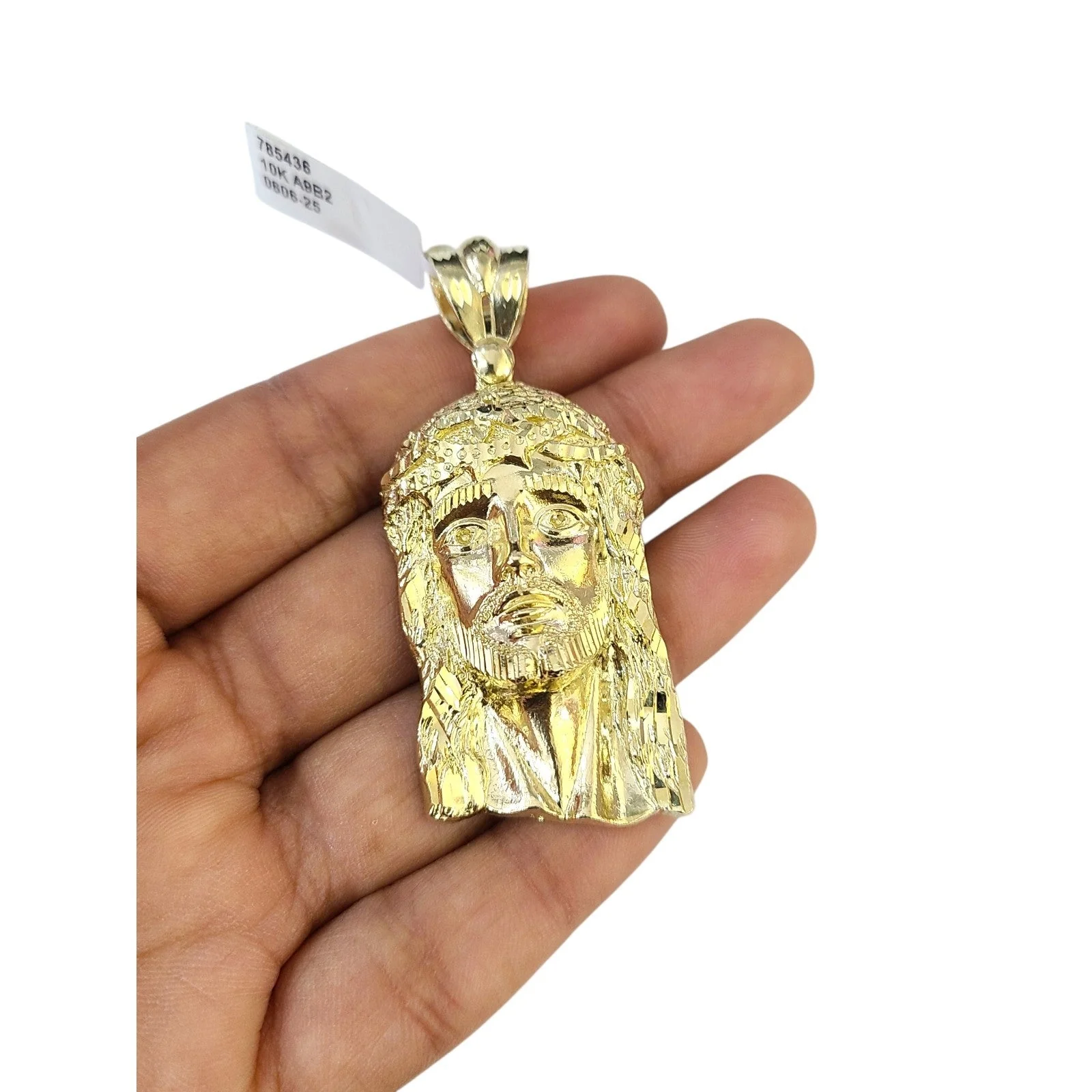 Real 10k Charm Pendant Religious Head Christ Yellow Gold 10KT - Image 3