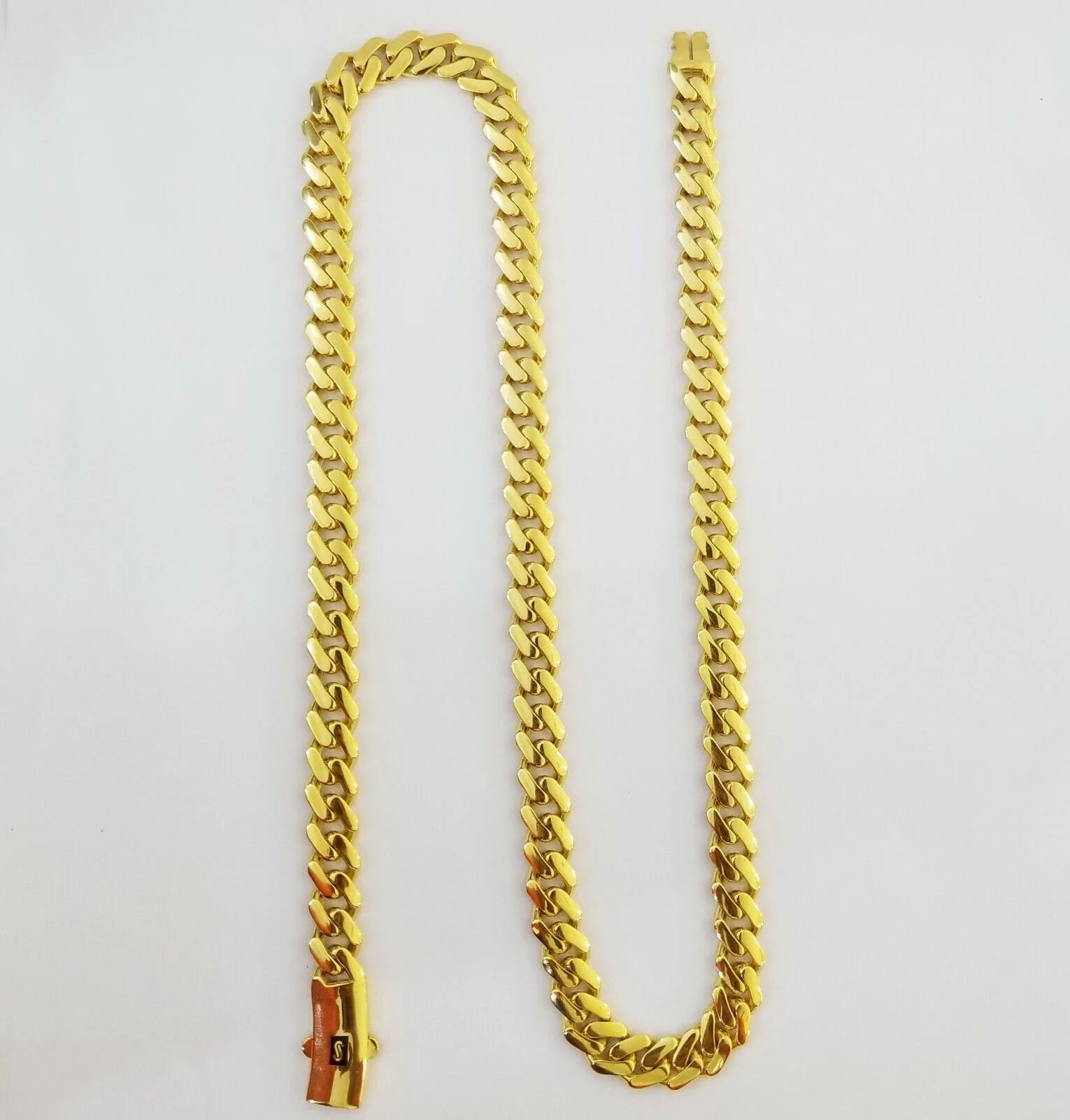 Real 10k Cuban Link Royal Monaco Chain necklace 9mm 26" inch Box Clasp 10kt Gold - Image 4