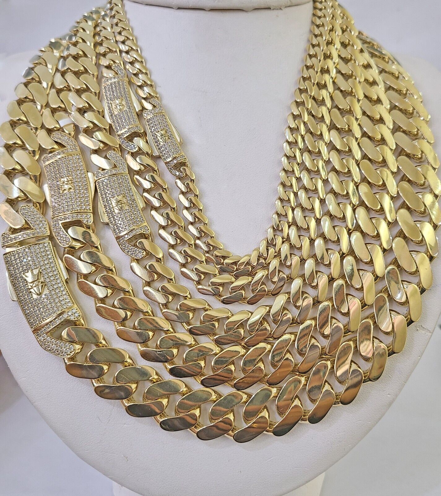 Real 10k Cuban Monaco Chain Necklace Gold Link Royal  7mm-15mm 20"-26" - Image 2