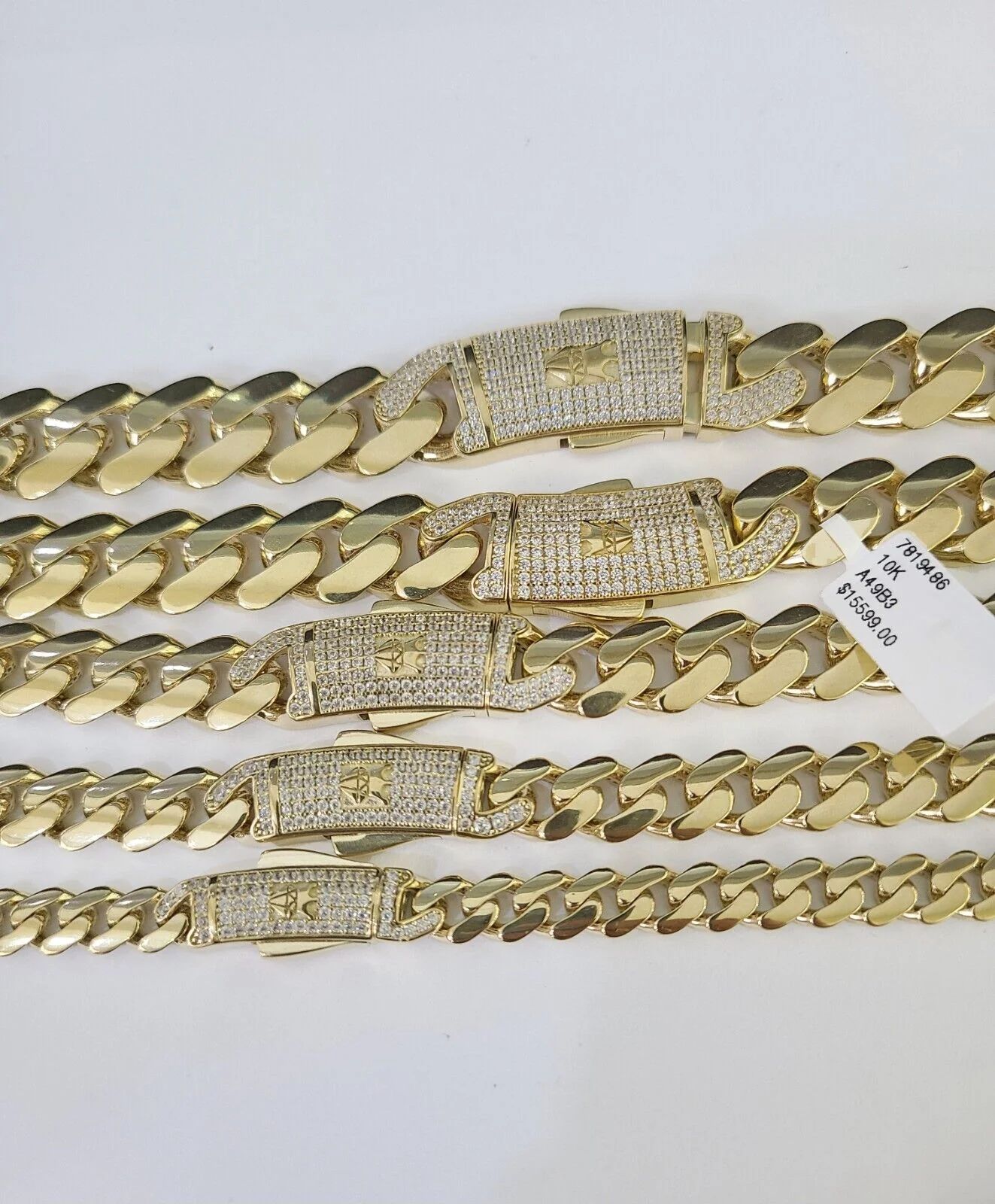 Real 10k Cuban Monaco Chain Necklace Gold Link Royal  7mm-15mm 20"-26" - Image 3