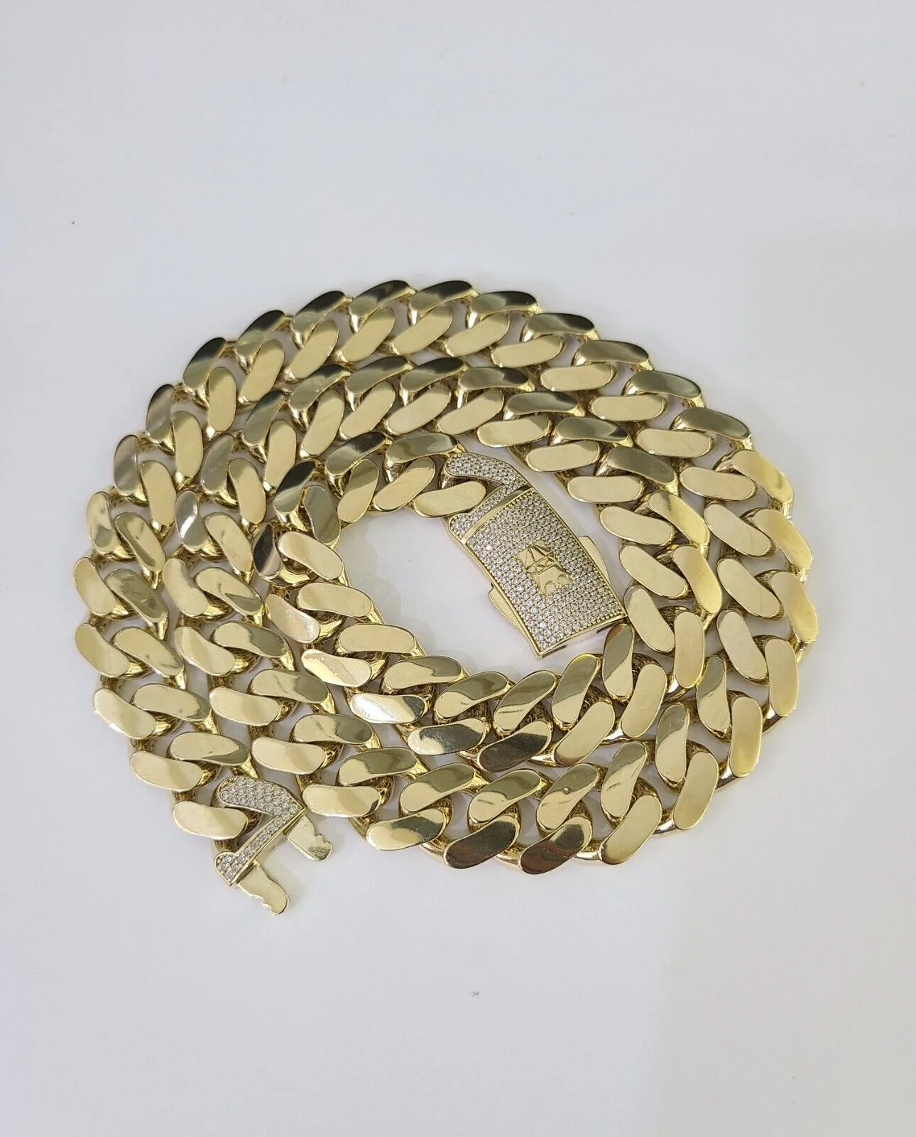 Real 10k Cuban Monaco Chain Necklace Gold Link Royal  7mm-15mm 20"-26" - Image 7