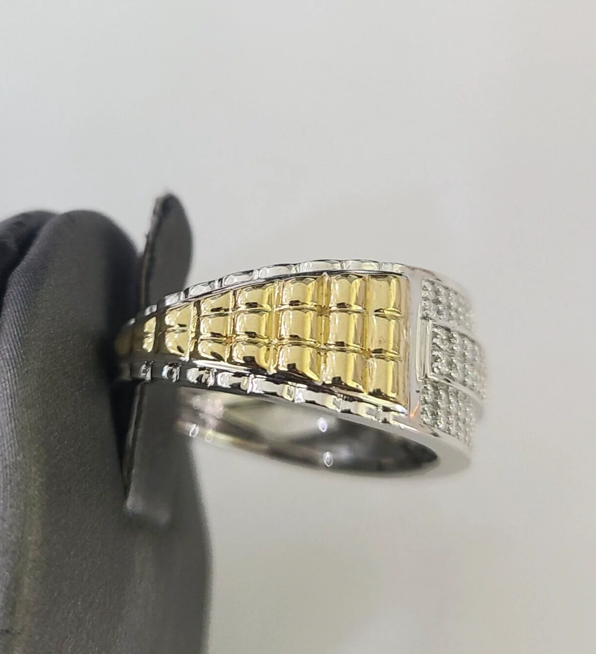 Real 10k Diamond Mens Ring Band Yellow Gold Casual Genuine Natural Wedding - Image 3