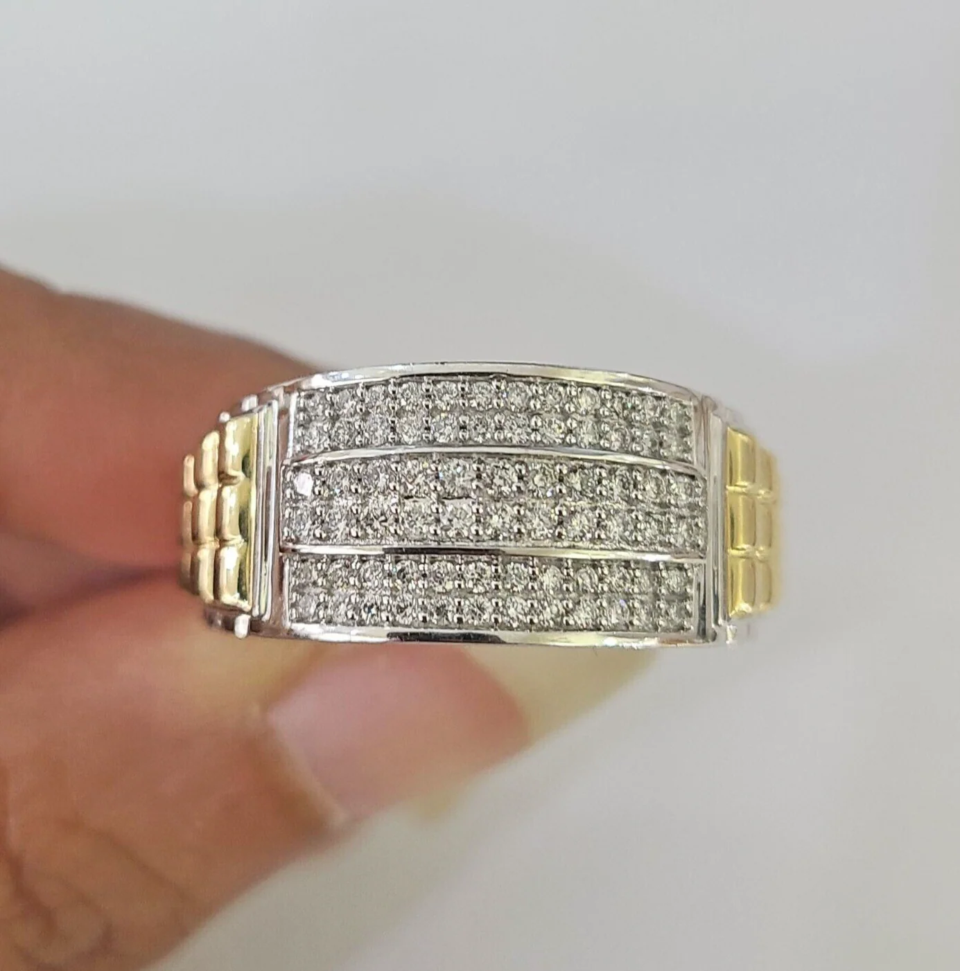 Real 10k Diamond Mens Ring Band Yellow Gold Casual Genuine Natural Wedding - Image 5