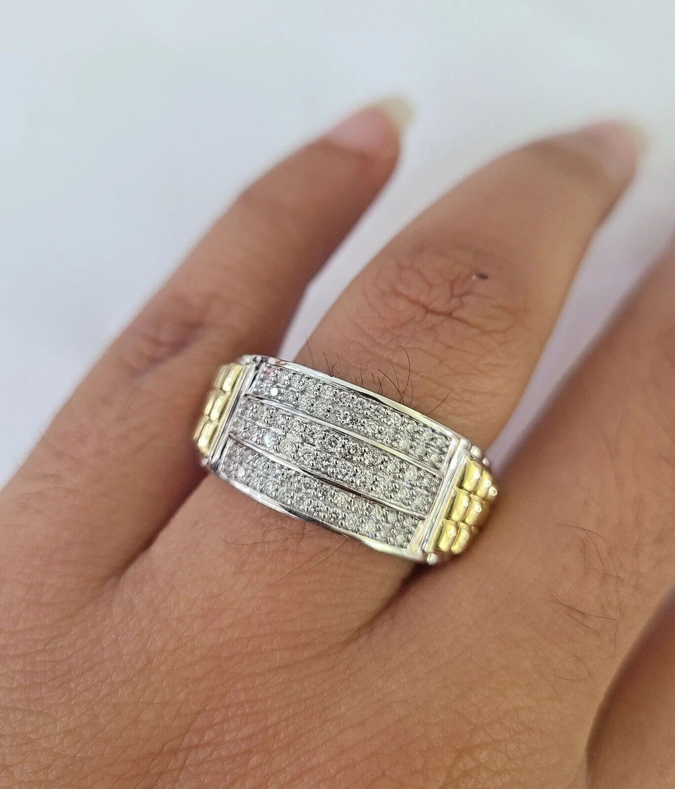 Real 10k Diamond Mens Ring Band Yellow Gold Casual Genuine Natural Wedding - Image 6