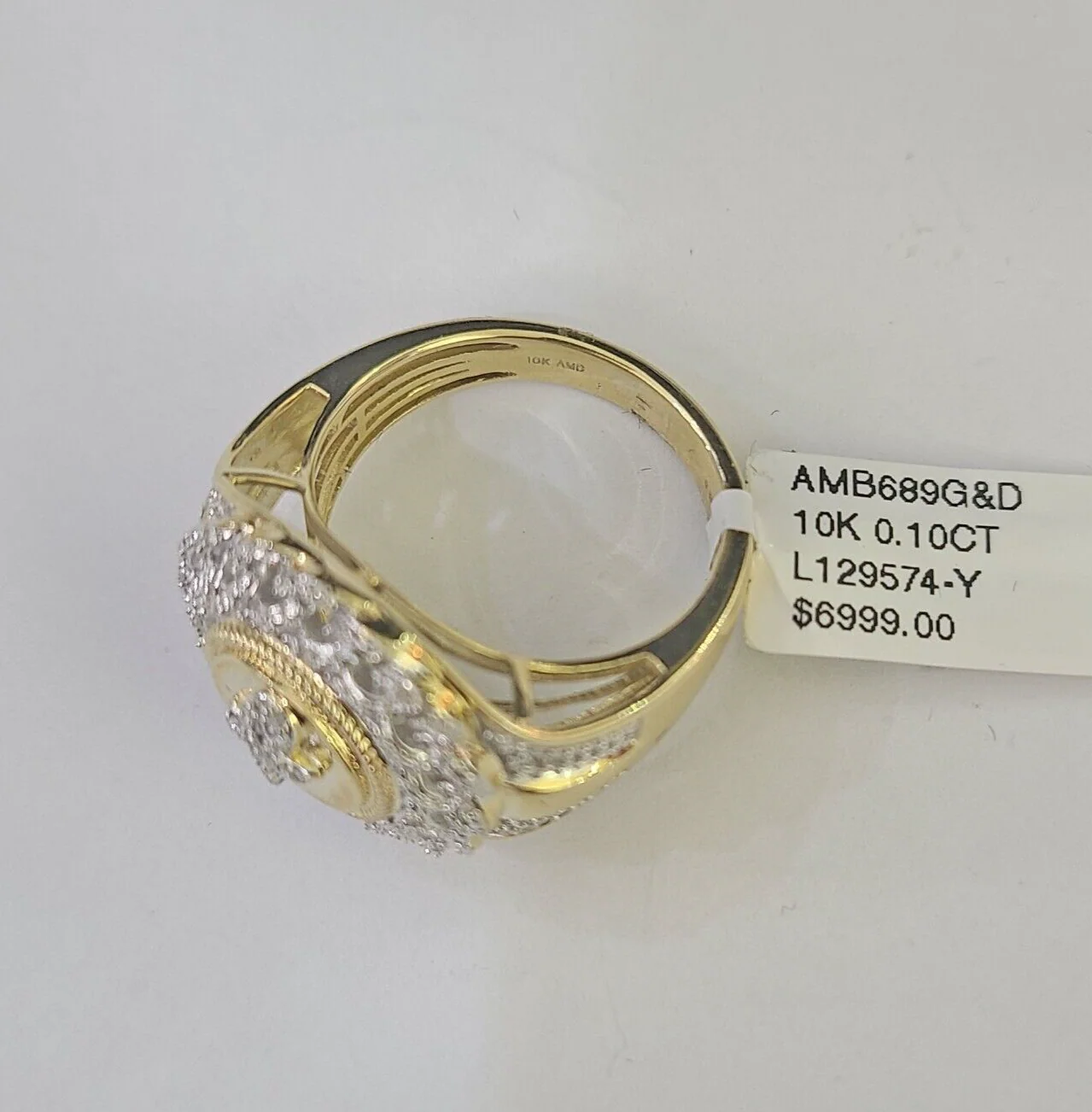 Real 10k Diamond Mens Ring Jesus Cross Band Yellow Gold Casual Genuine Natural - Image 4