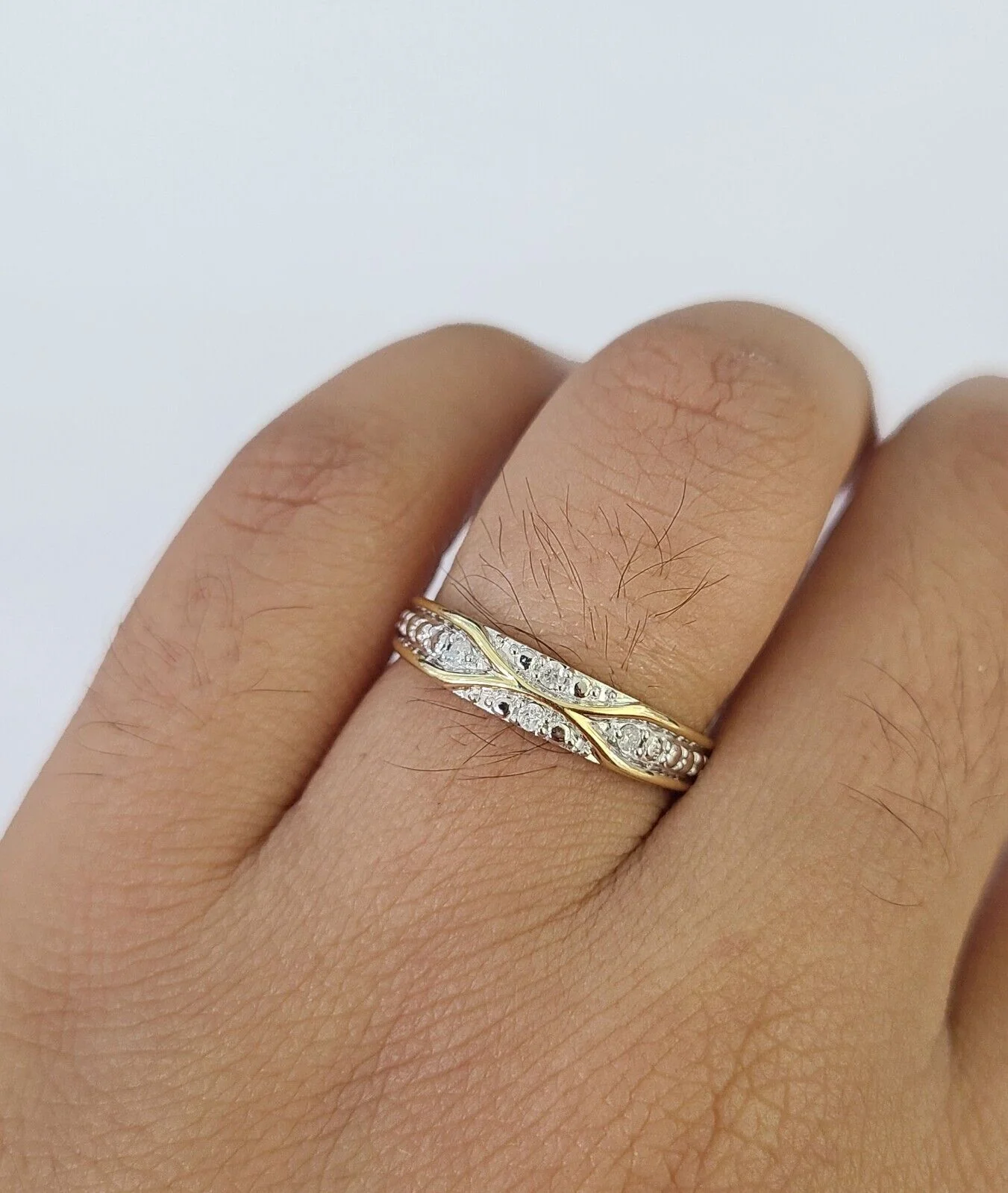 REAL 10k Diamond Ring Ladies Men Trio SET Wedding Engagement Genuine Yellow Gold - Image 4