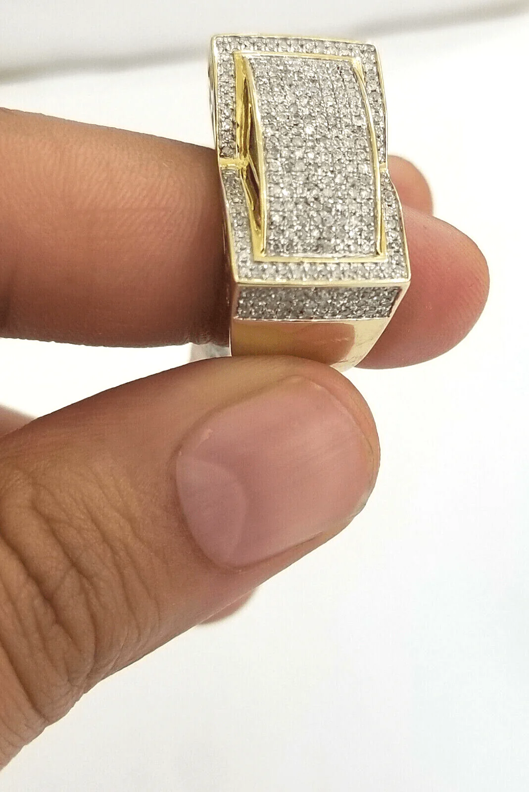 Real 10k Diamond Ring Men 10kt Yellow Gold 0.80 Natural Diamond Pave Casual Ring All Sizes - Image 4