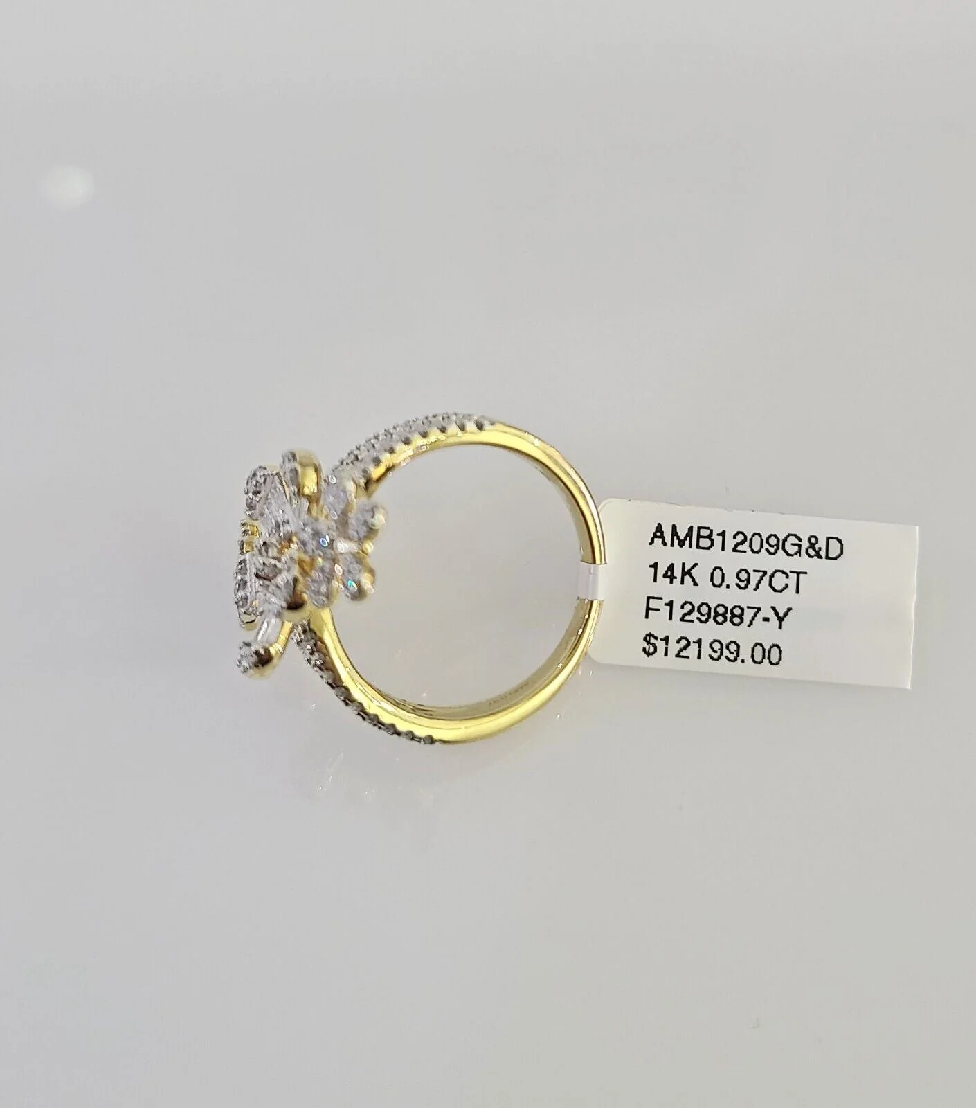Real 10k Flowers Diamond Ladies Ring Women Casual 10Kt Yellow Gold All Sizes - Image 2