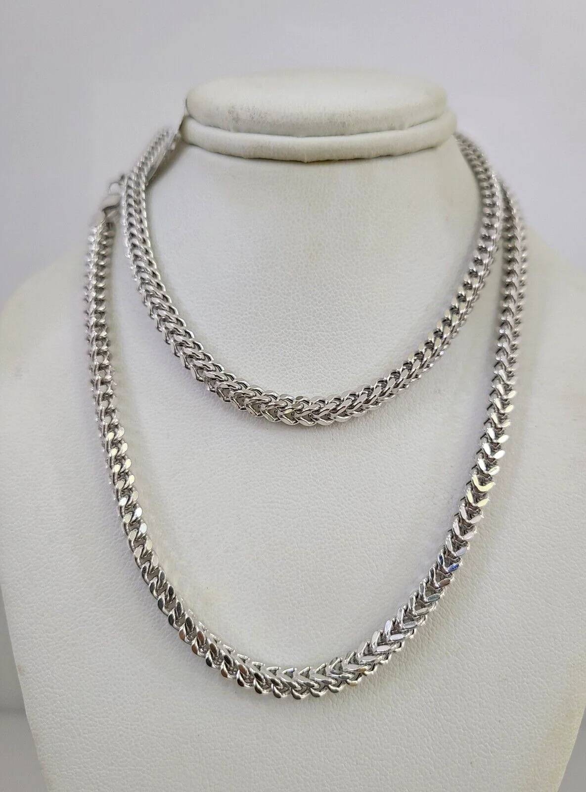 Real 10k Franco Chain White Gold 4mm 24" Necklace Men Women Real Genuine