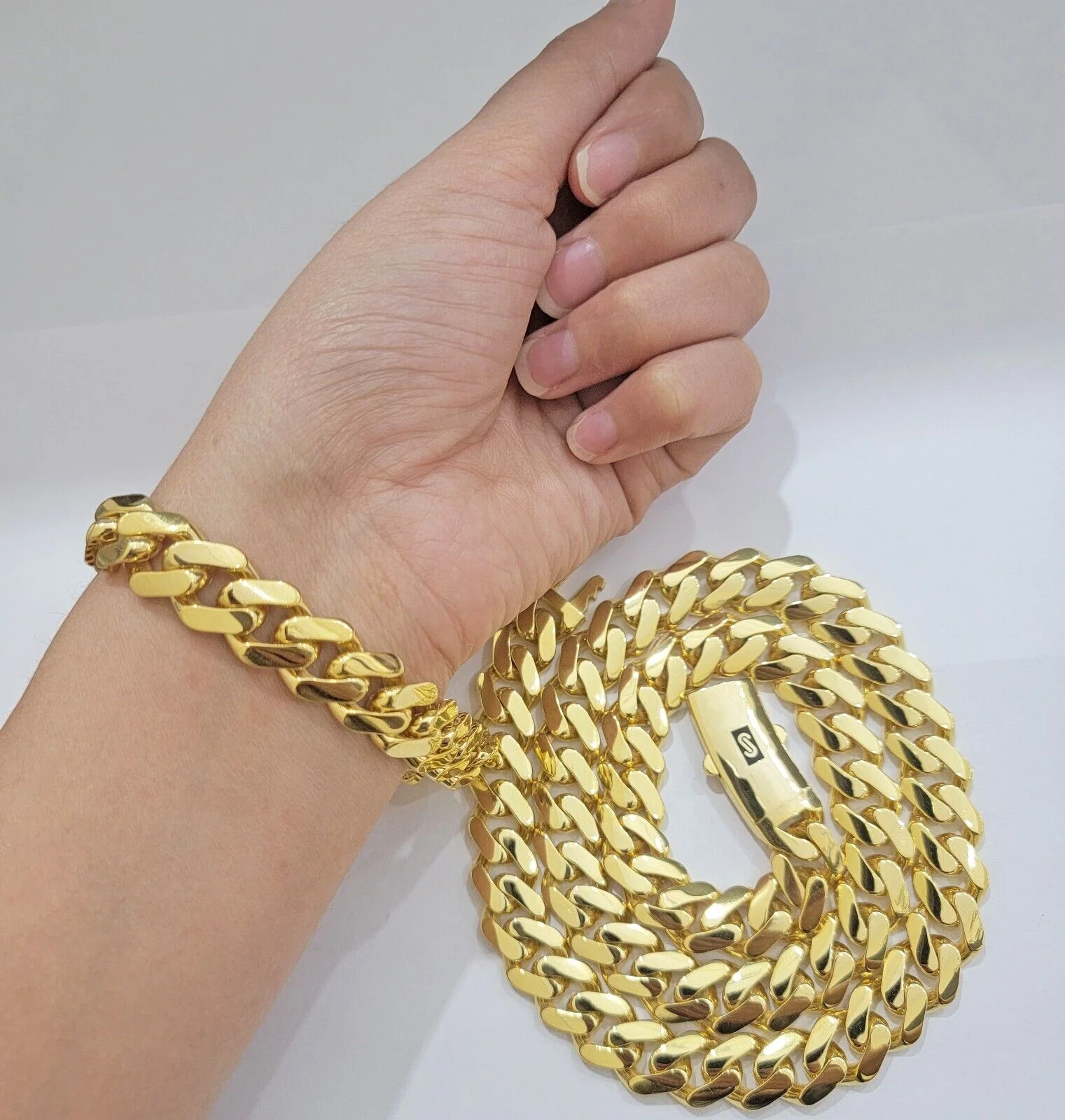 Real 10k Gold 15mm Mens Chain Royal Link Miami Cuban Monaco 22" Short Necklace - Image 5