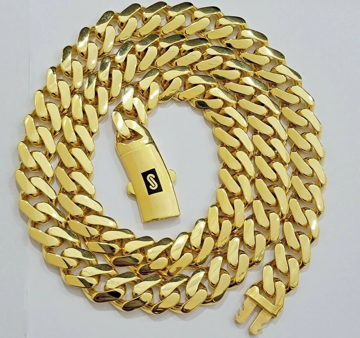 Real 10k Gold 15mm Mens Chain Royal Link Miami Cuban Monaco 24" Plain Necklace - Image 3