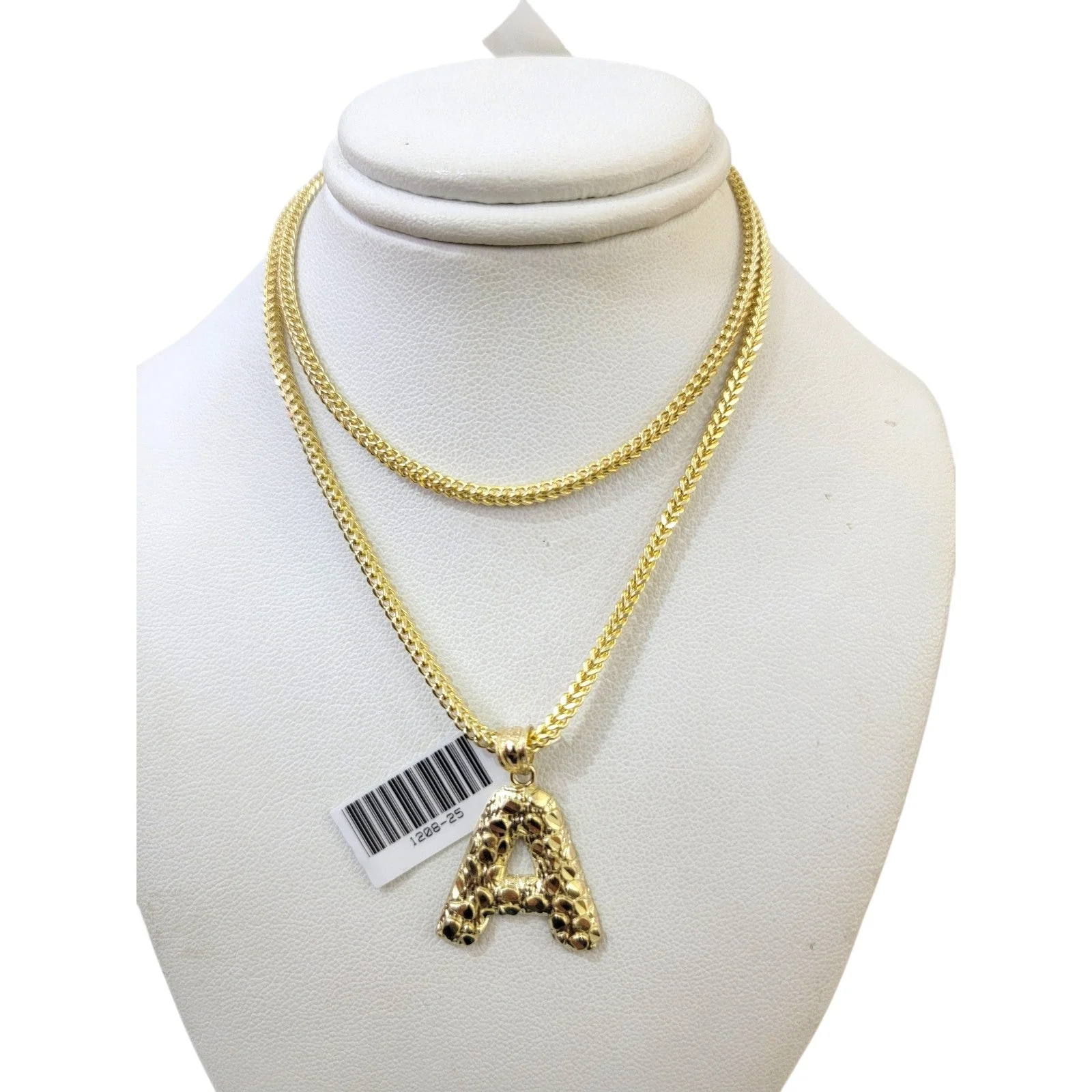 Real 10k Gold A Initial Charm Pendant Franco Chain Necklace SET 2.5mm 16"-26" - Image 7