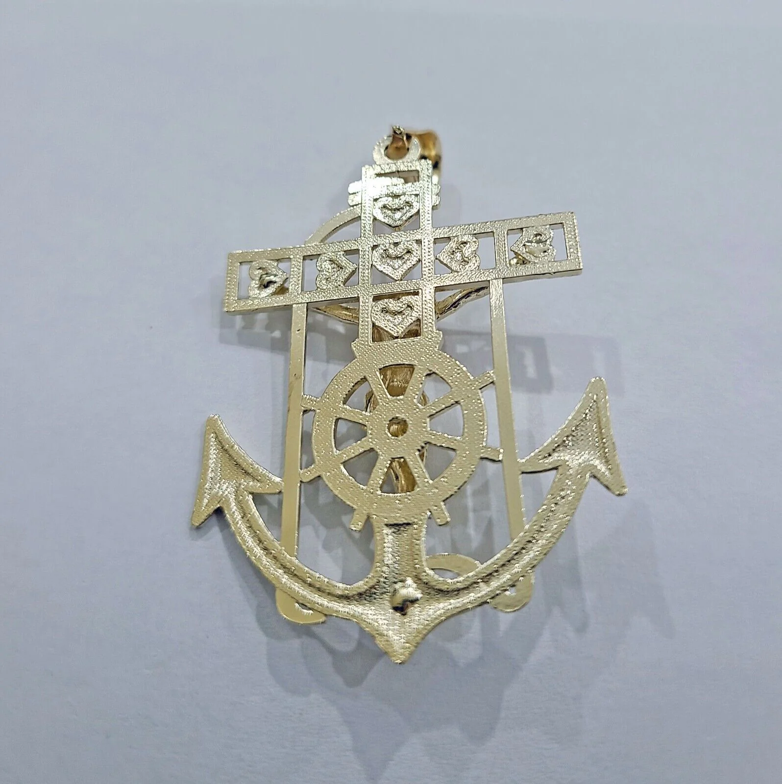 Real 10k Gold Anchor Jesus Crucifix Charm Pendant 10kt Yellow Gold Men Women - Image 5