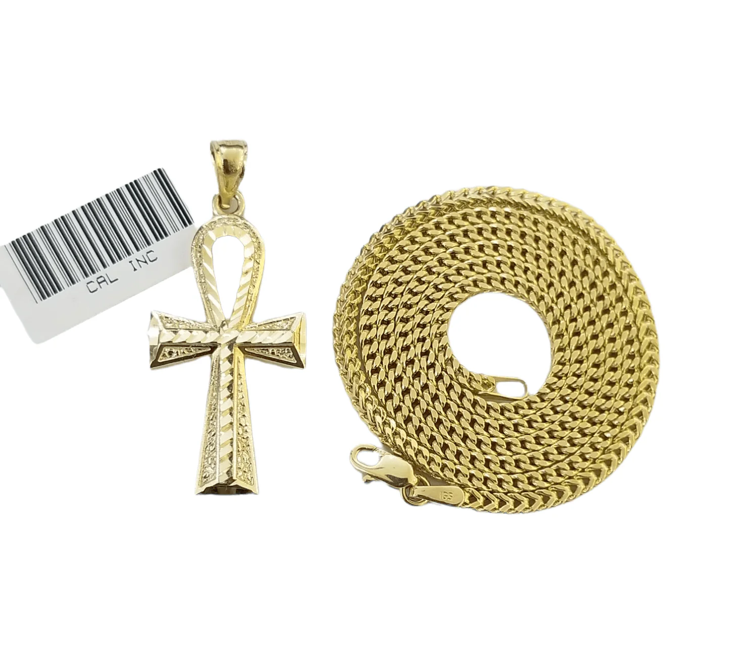 Real 10k Gold Ankh Cross Egyptian Symbol Pendent 2mm Franco Chain 18"-26" Inch - Image 3