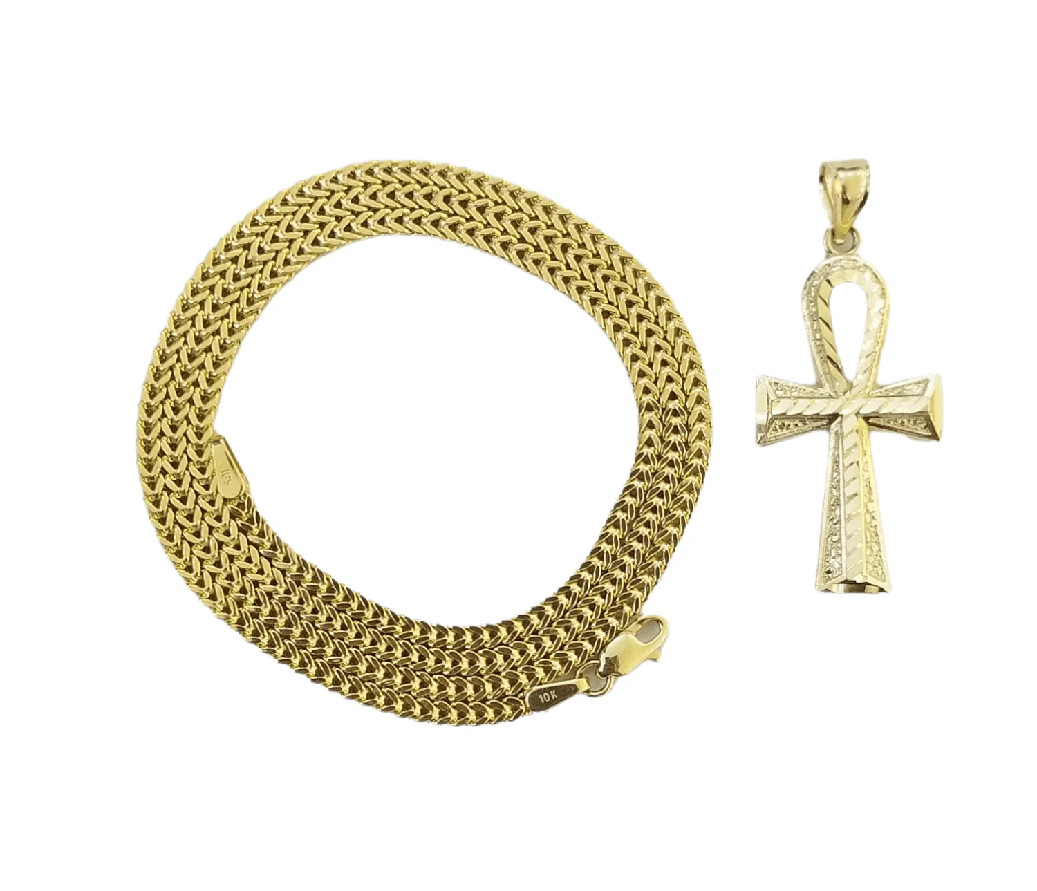 Real 10k Gold Ankh Cross Egyptian Symbol Pendent 2mm Franco Chain 18"-26" Inch - Image 5