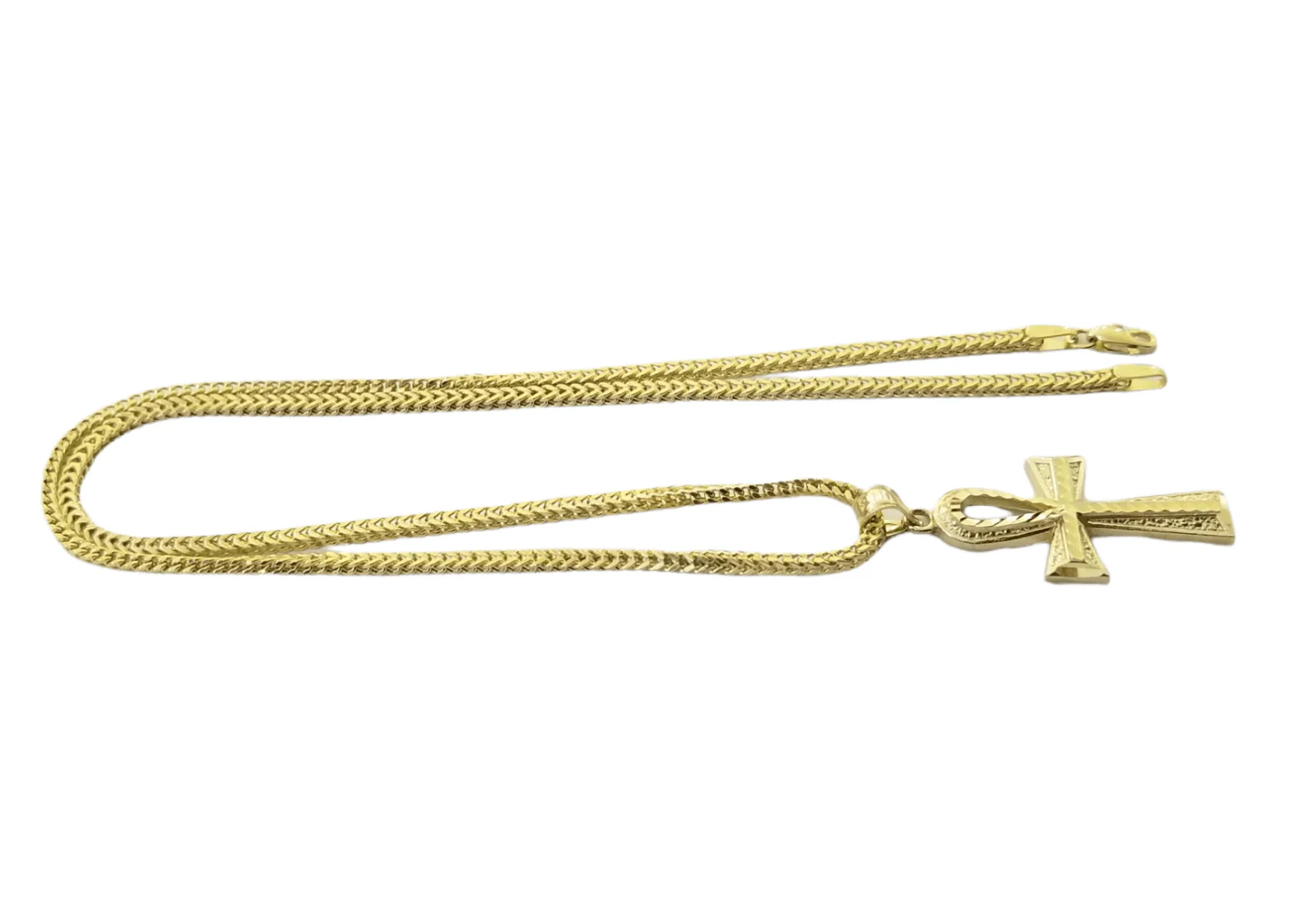 Real 10k Gold Ankh Cross Egyptian Symbol Pendent 2mm Franco Chain 18"-26" Inch - Image 6