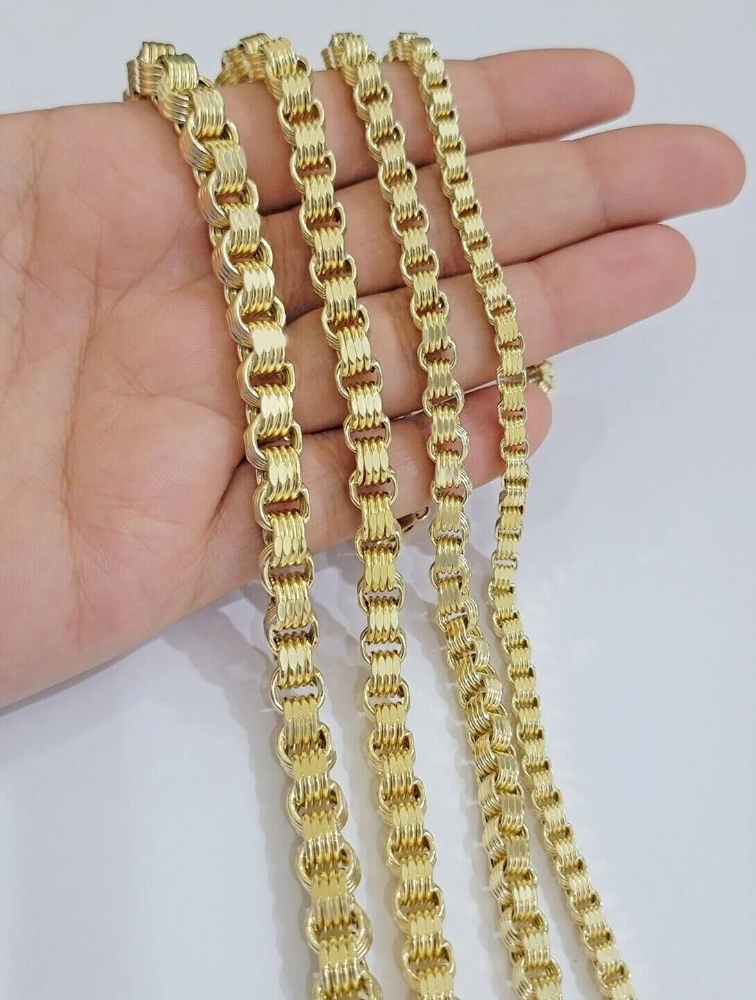 Real 10k Gold Box Byzantine Chain Necklace 20"-28" Inch 4mm 5mm 6mm 7mm 10kt Men - Image 5