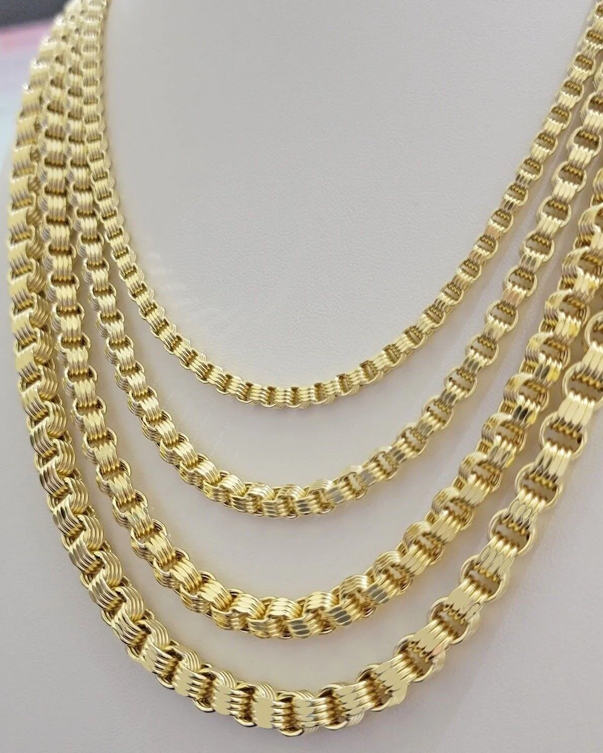 Real 10k Gold Box Byzantine Chain Necklace 20"-28" Inch 4mm 5mm 6mm 7mm 10kt Men - Image 6