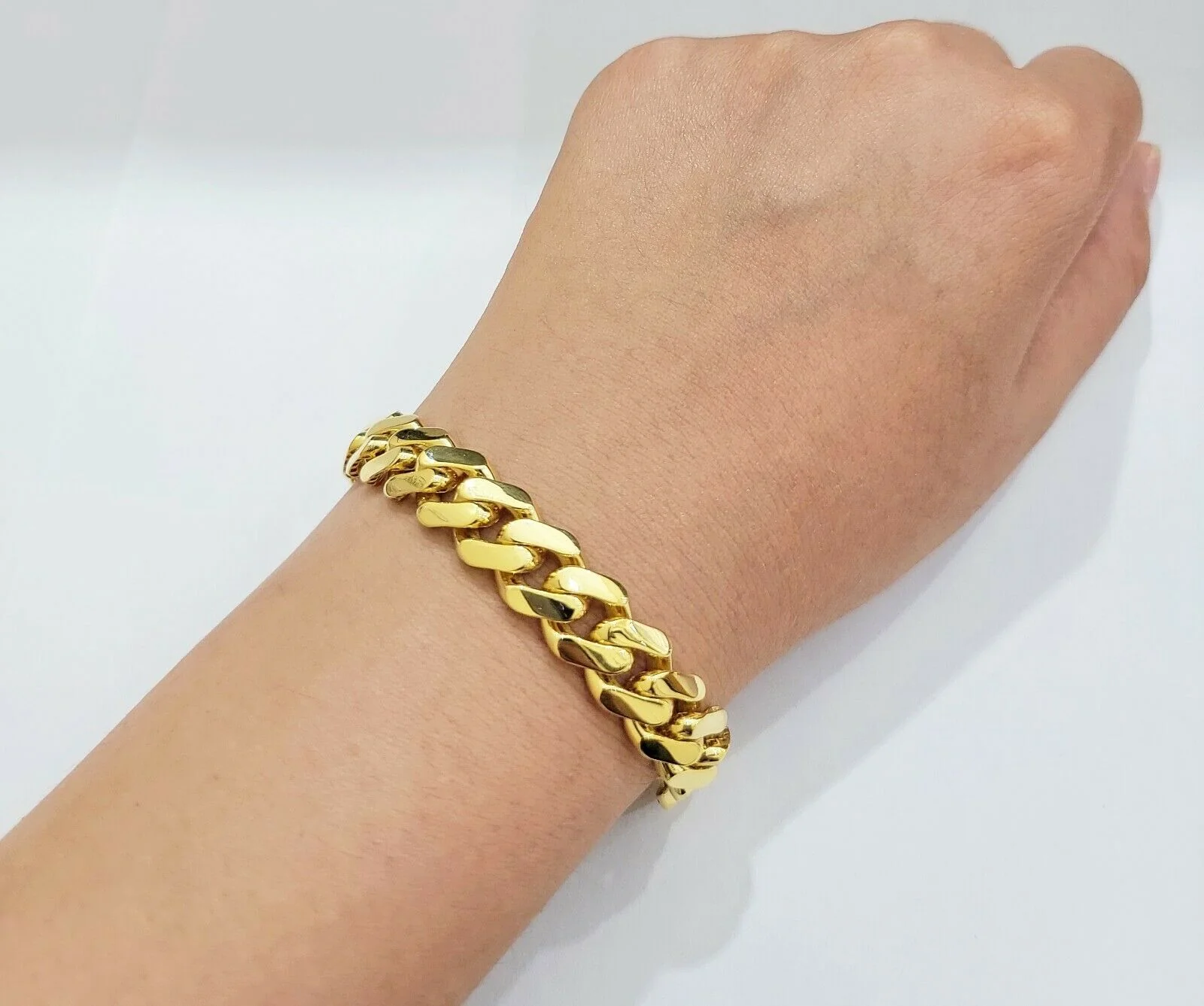 Real 10k Gold Bracelet 11mm Miami Cuban Royal Link 8" Shiny Plain Moneco, Men's - Image 4